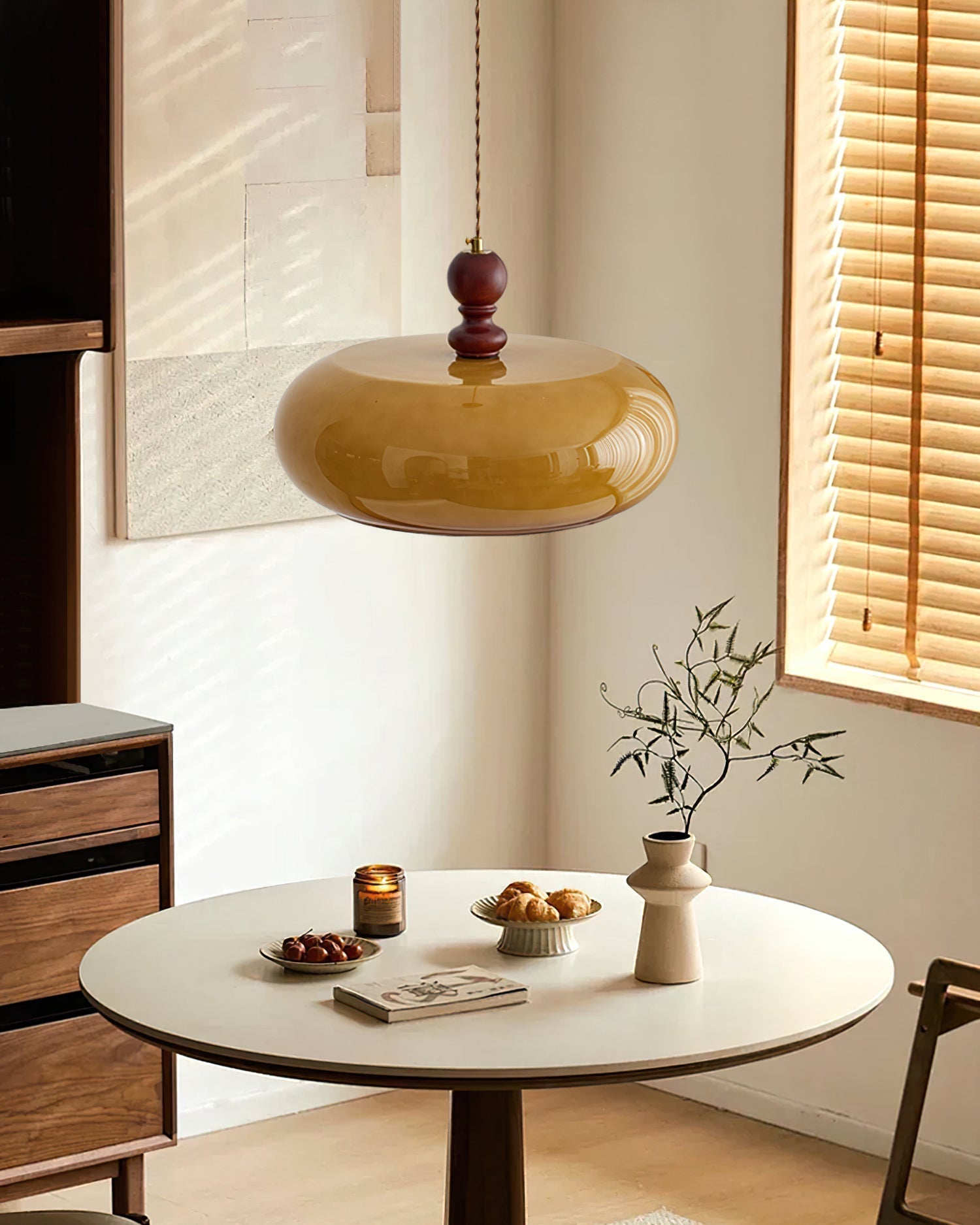 Eldom Amber Glass Shade Pendant Light - Lamp Copper