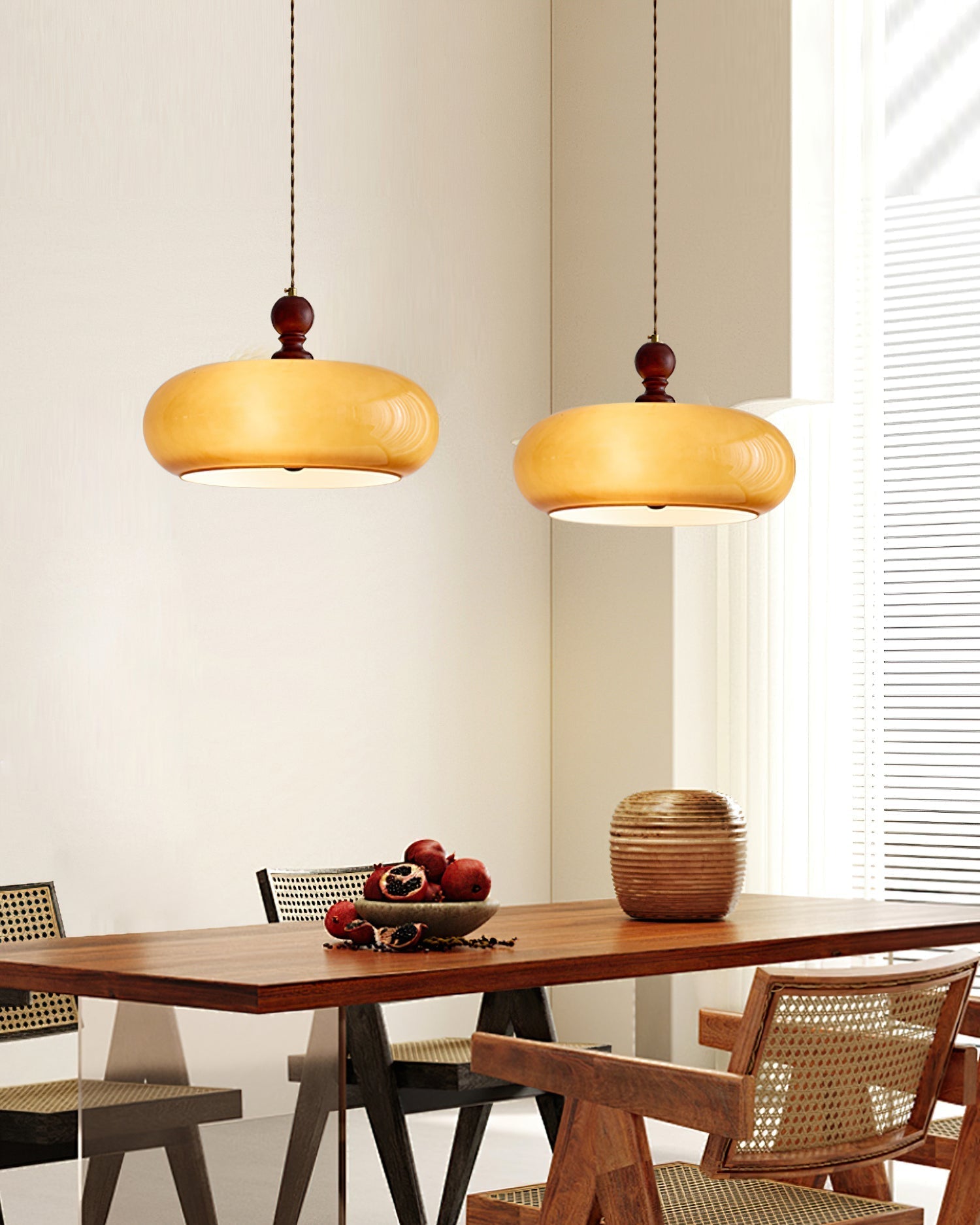 Eldom Amber Glass Shade Pendant Light - Lamp Copper