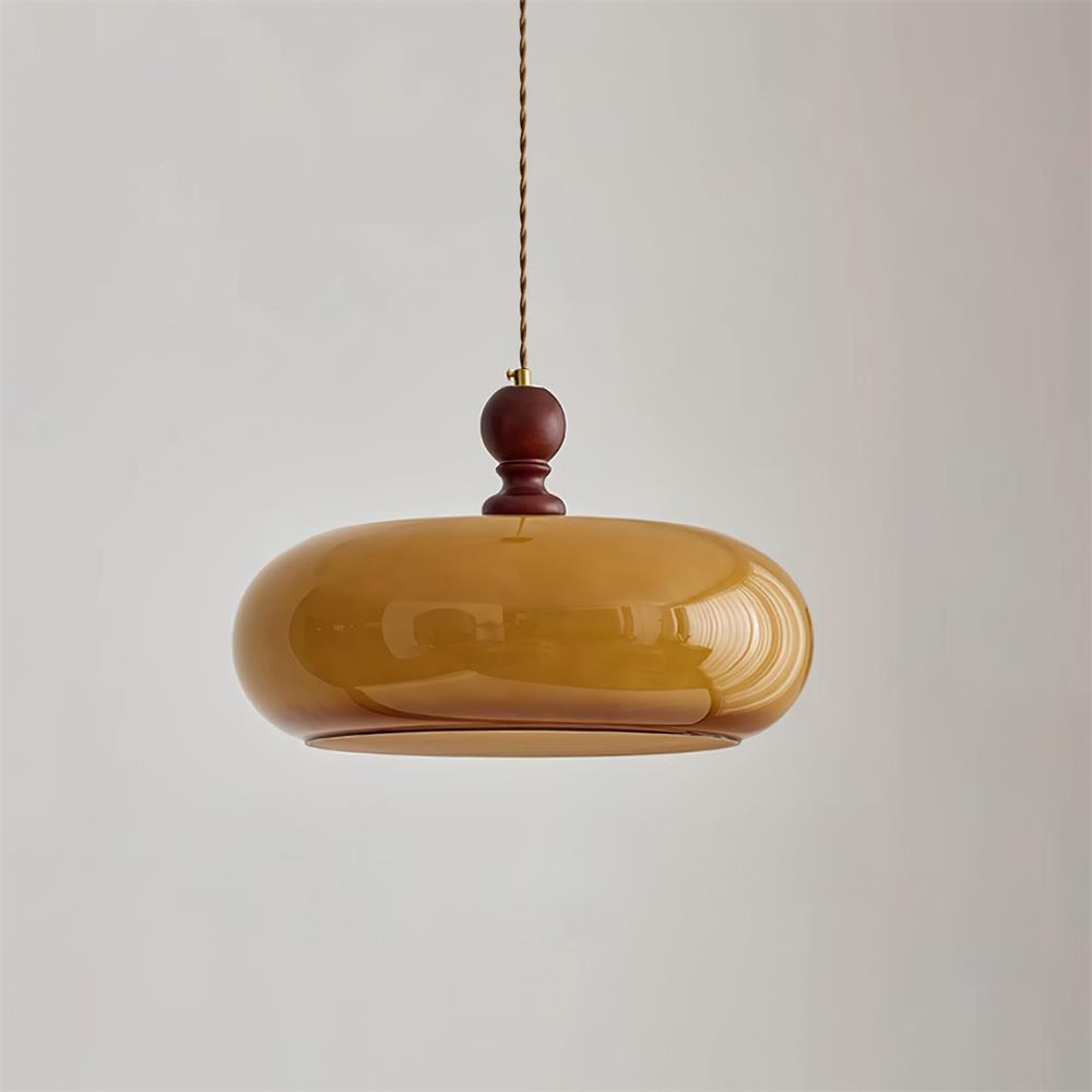 Eldom Amber Glass Shade Pendant Light - Lamp Copper