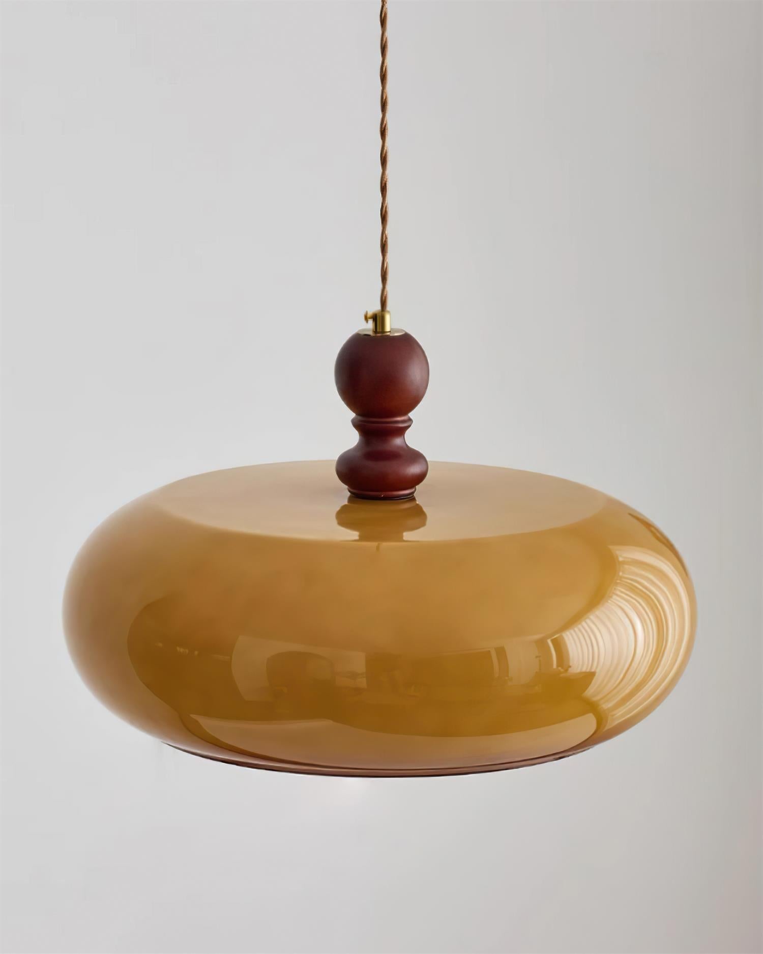 Eldom Amber Glass Shade Pendant Light - Lamp Copper