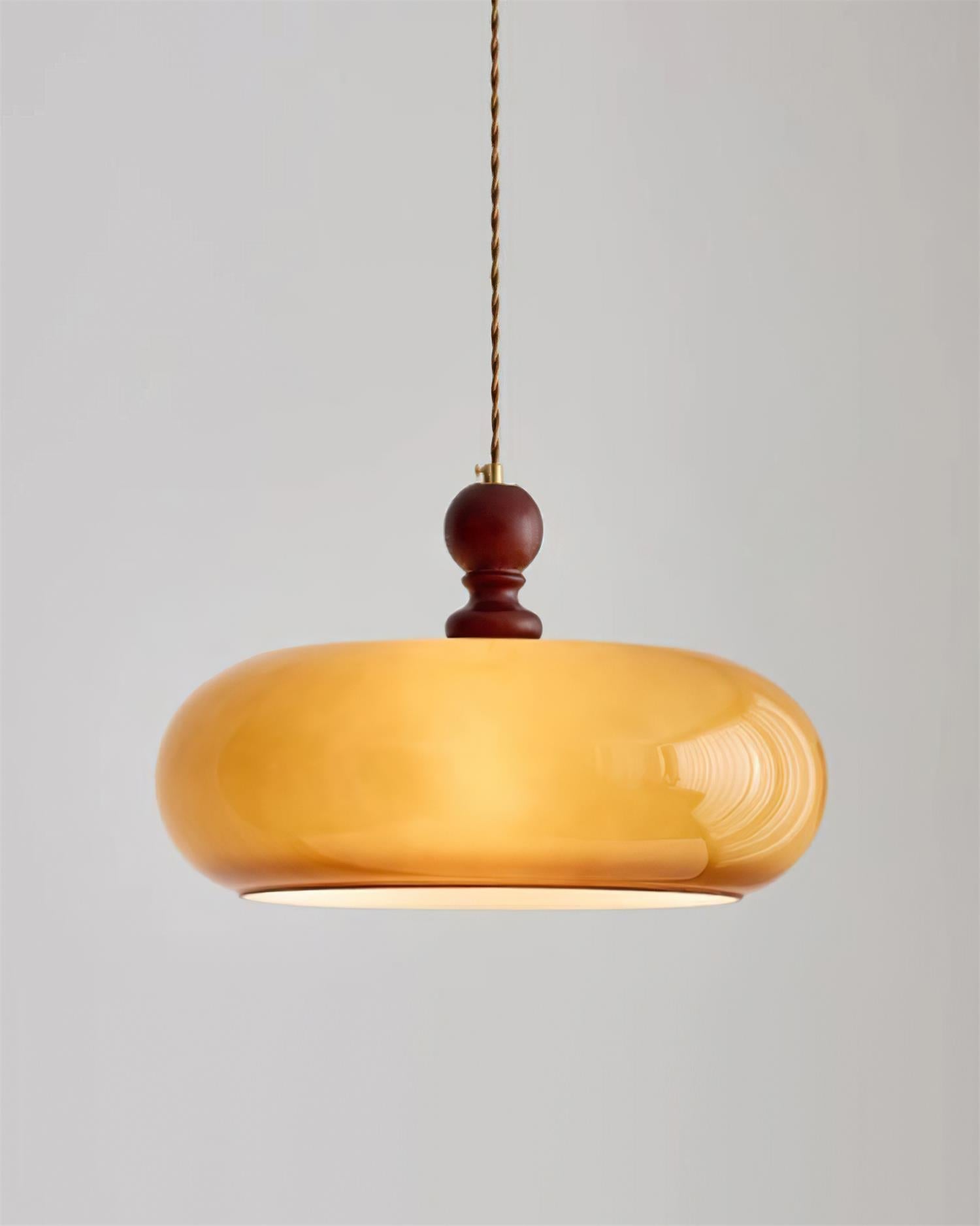 Eldom Amber Glass Shade Pendant Light - Lamp Copper