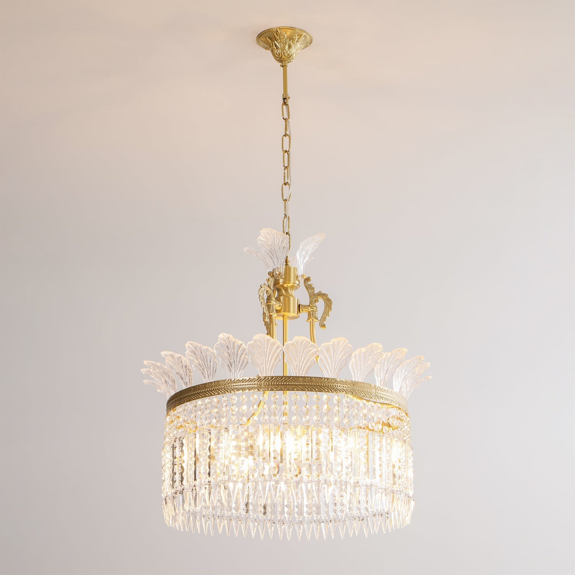 Xelra Chandelier Brass & Crystal - Lamp Copper