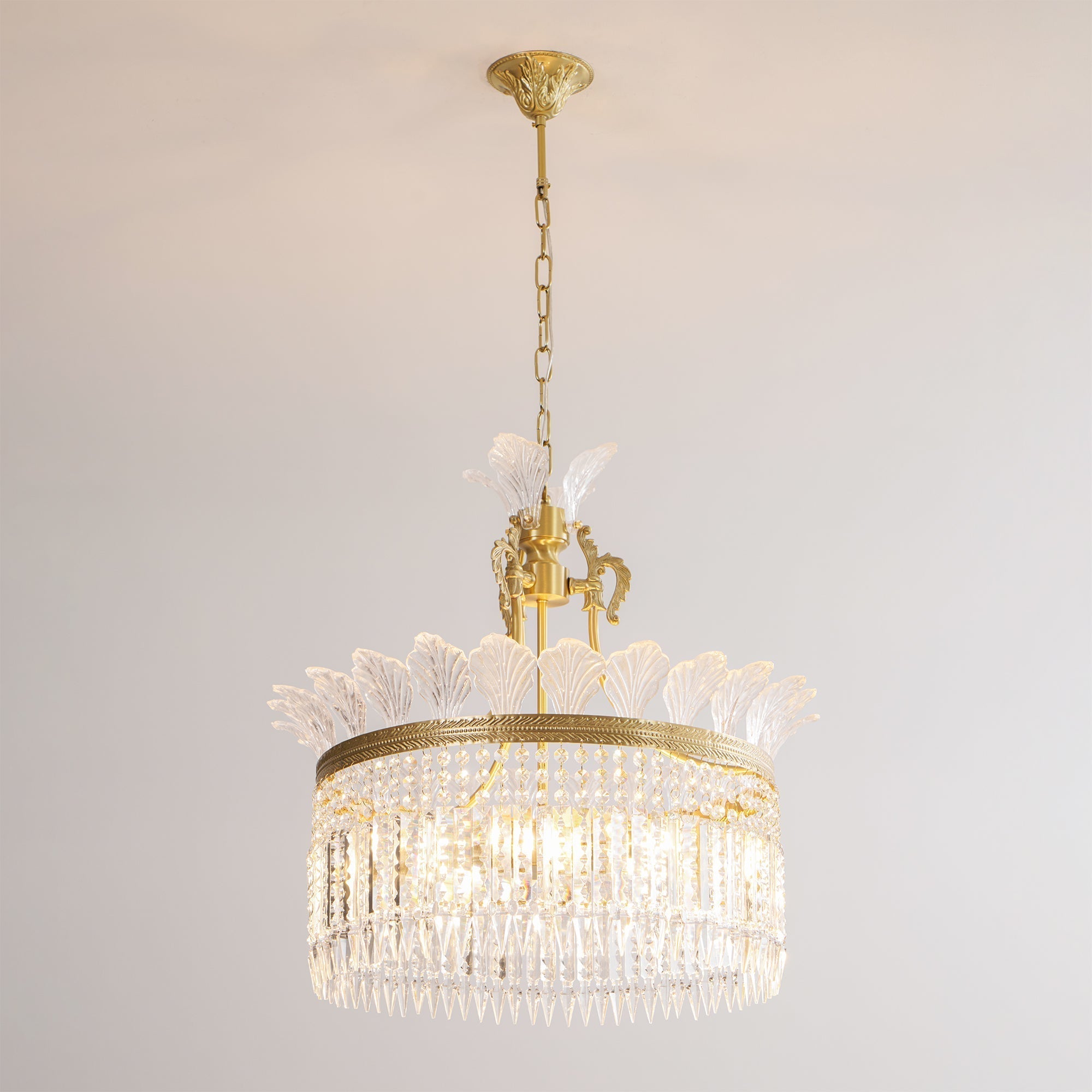Xelra Chandelier Brass & Crystal - Lamp Copper
