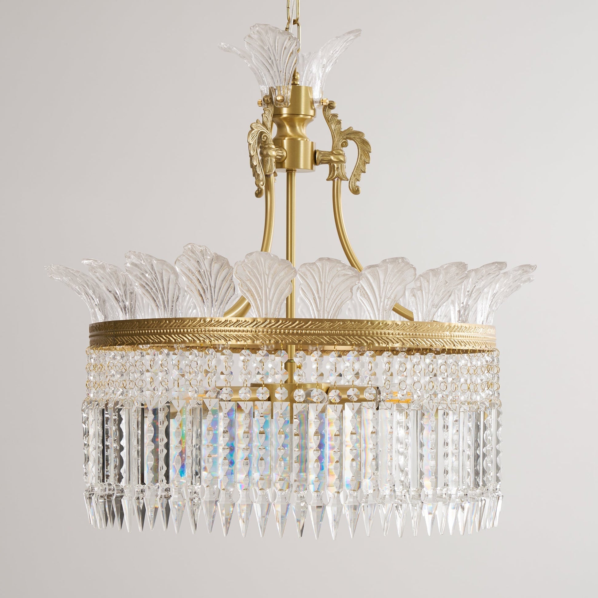 Xelra Chandelier Brass & Crystal - Lamp Copper