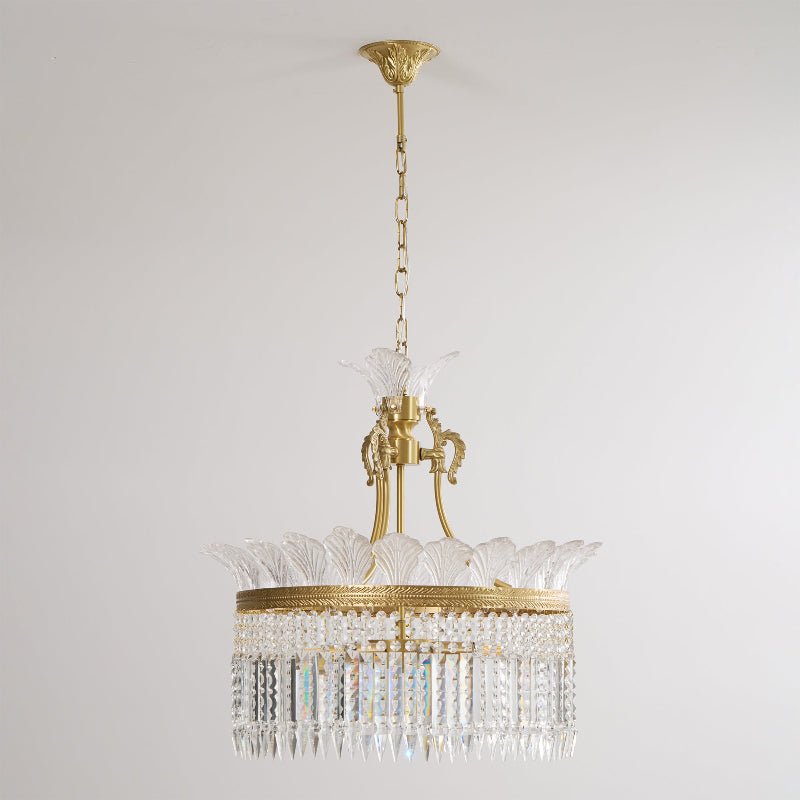 Xelra Chandelier Brass & Crystal - Lamp Copper