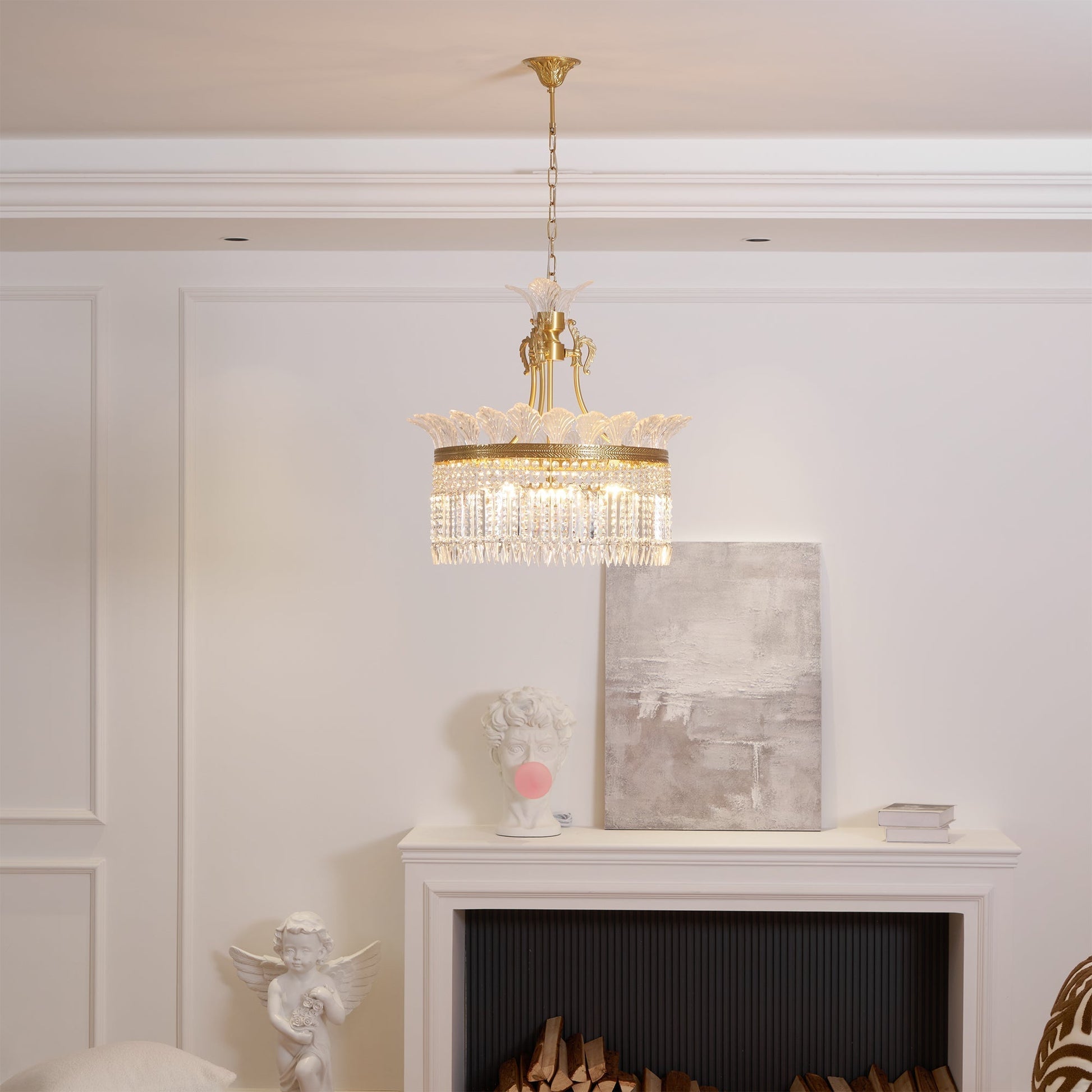 Xelra Chandelier Brass & Crystal - Lamp Copper