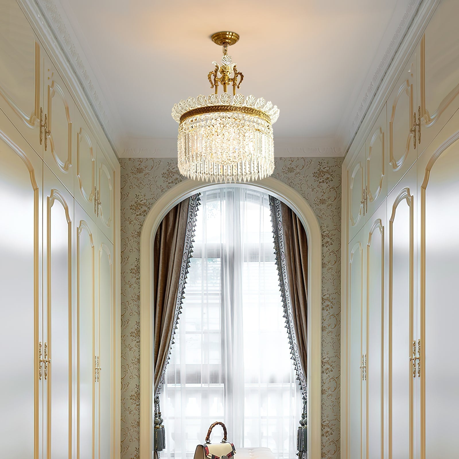 Xelra Chandelier Brass & Crystal - Lamp Copper