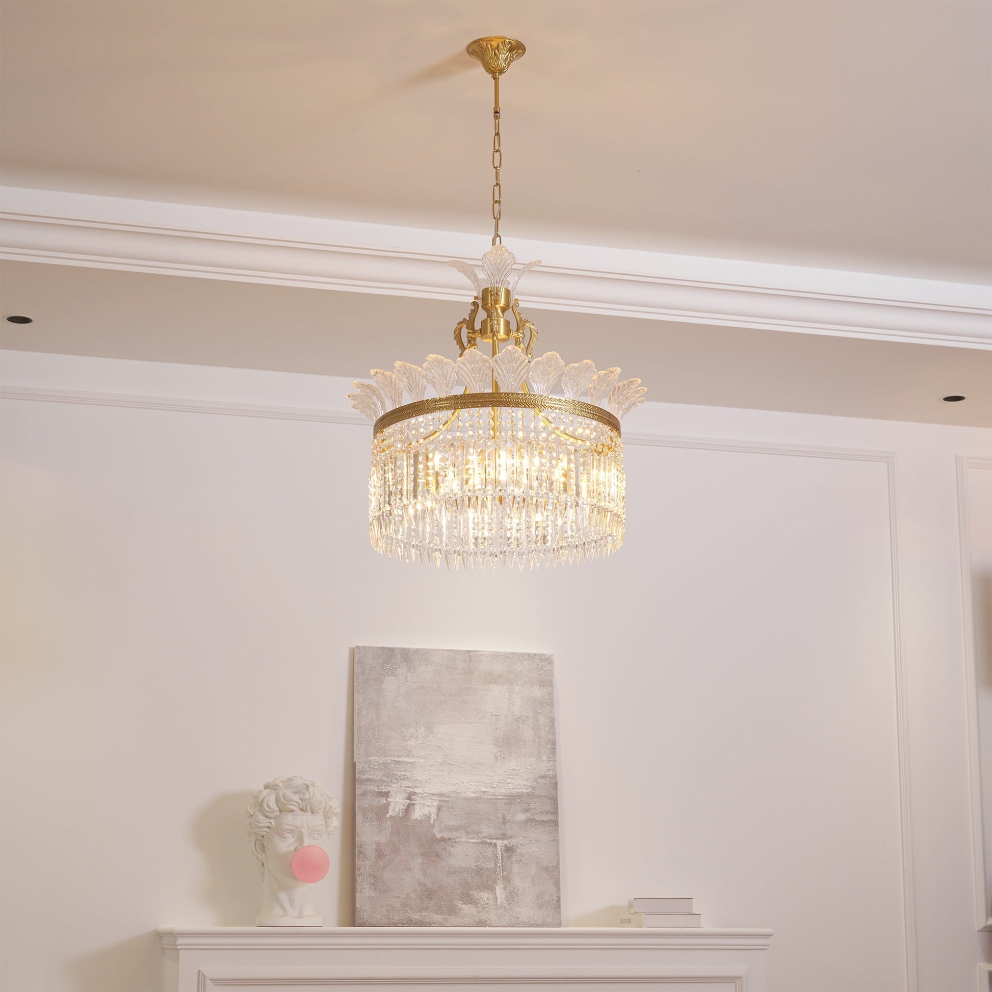 Xelra Chandelier Brass & Crystal - Lamp Copper
