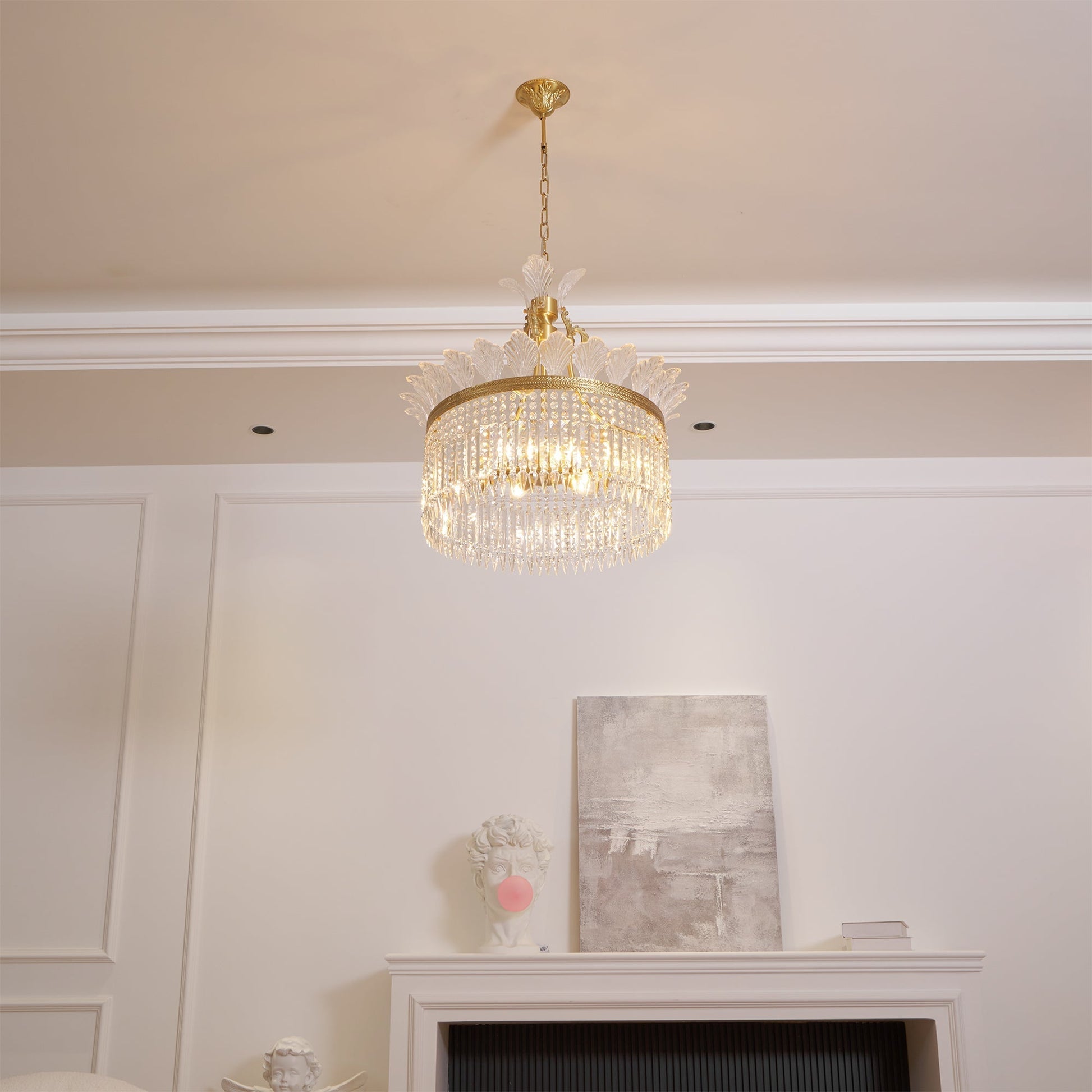 Xelra Chandelier Brass & Crystal - Lamp Copper