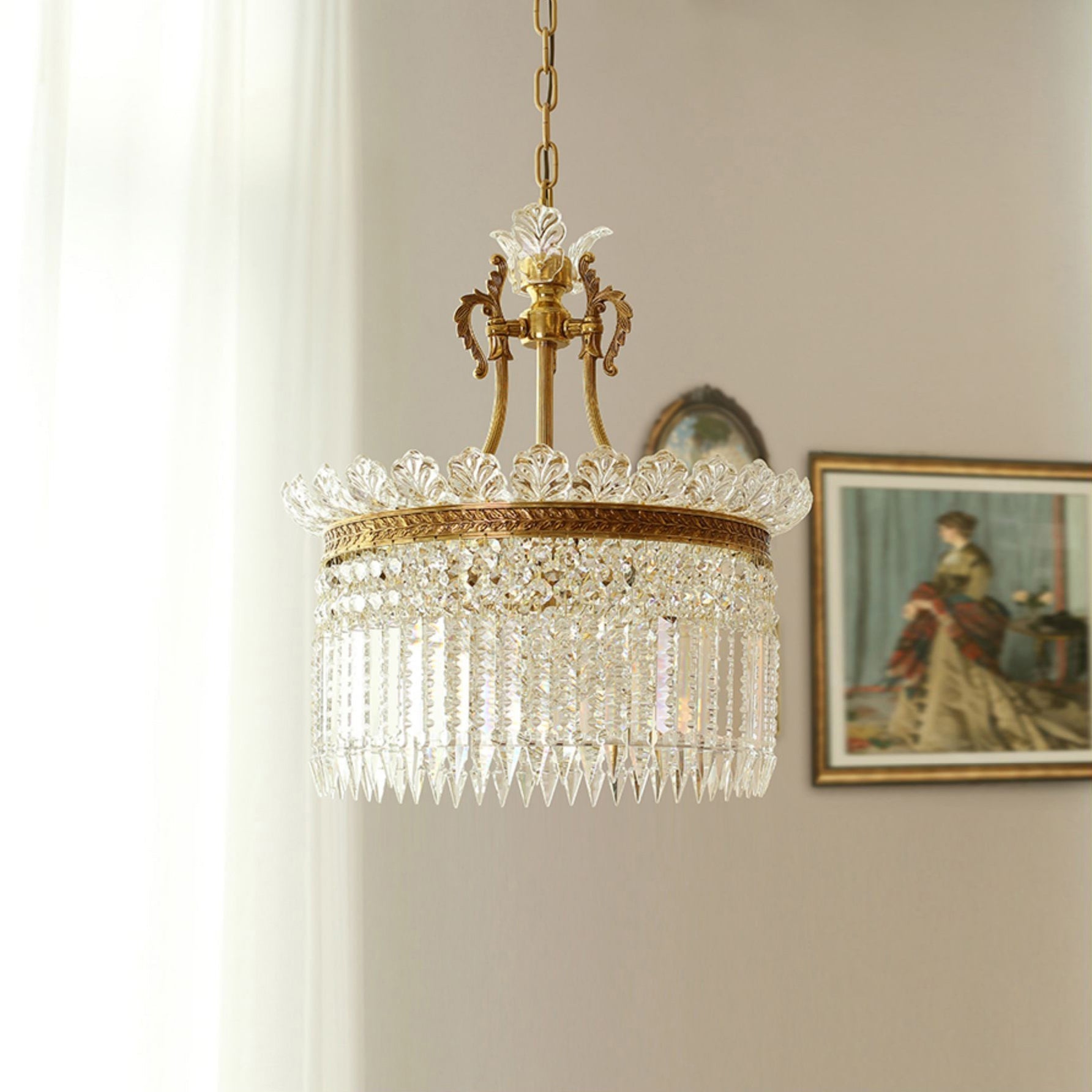 Xelra Chandelier Brass & Crystal - Lamp Copper