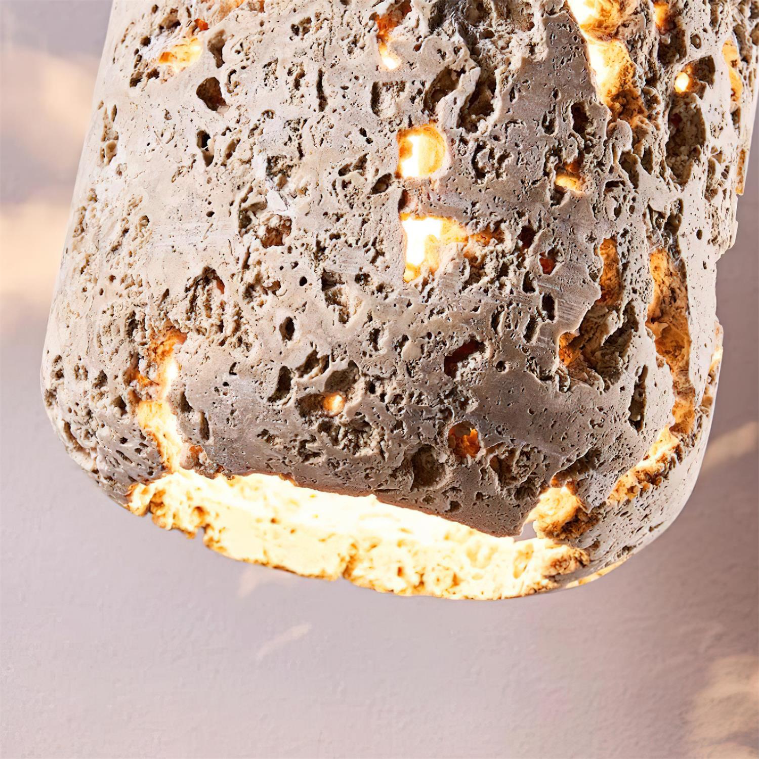 Eryno Concrete Travertine Pendant Light - Lamp Copper