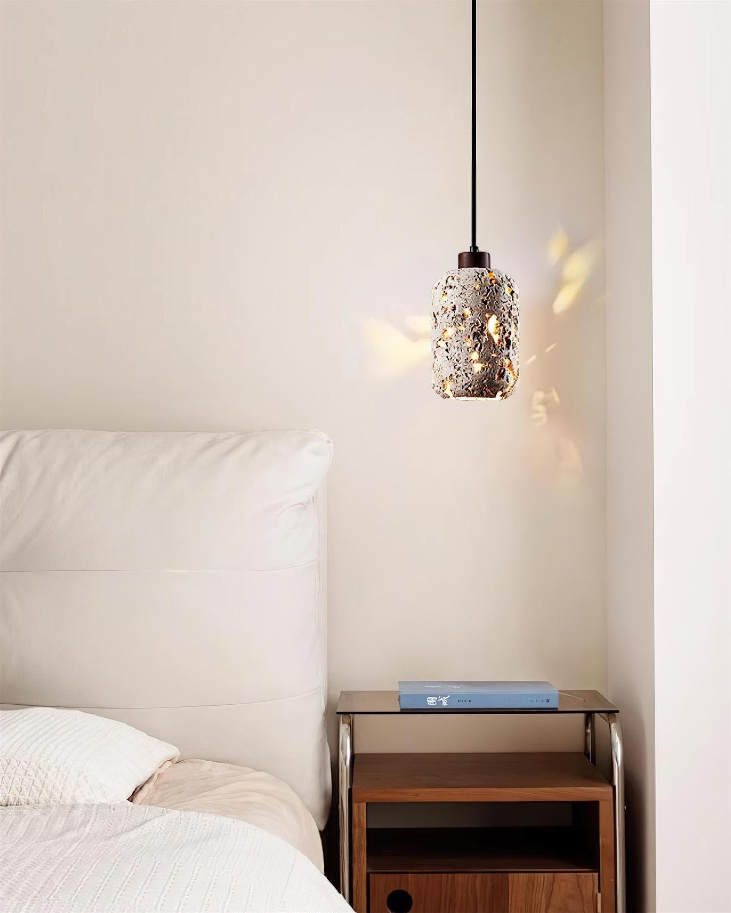 Eryno Concrete Travertine Pendant Light - Lamp Copper