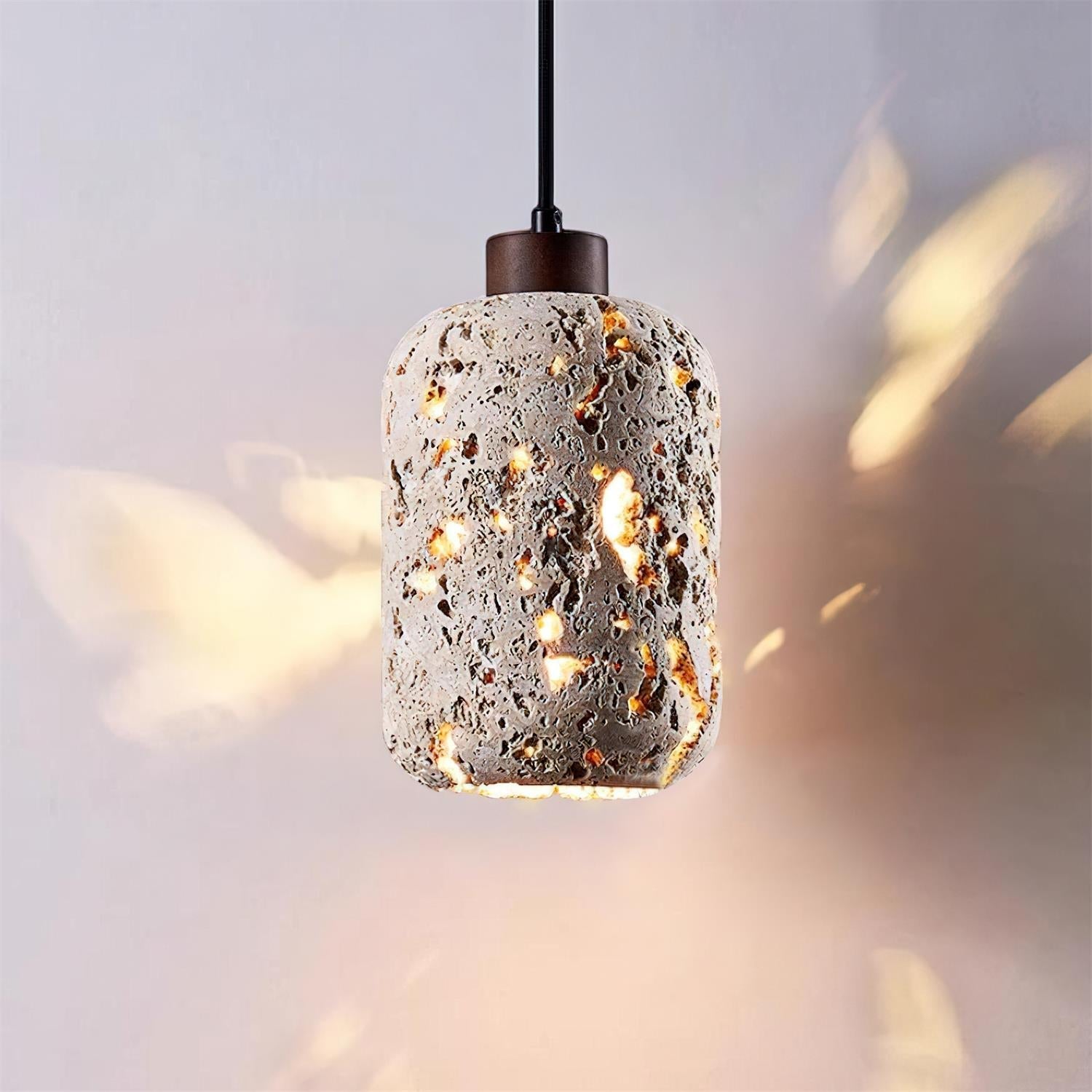 Eryno Concrete Travertine Pendant Light - Lamp Copper