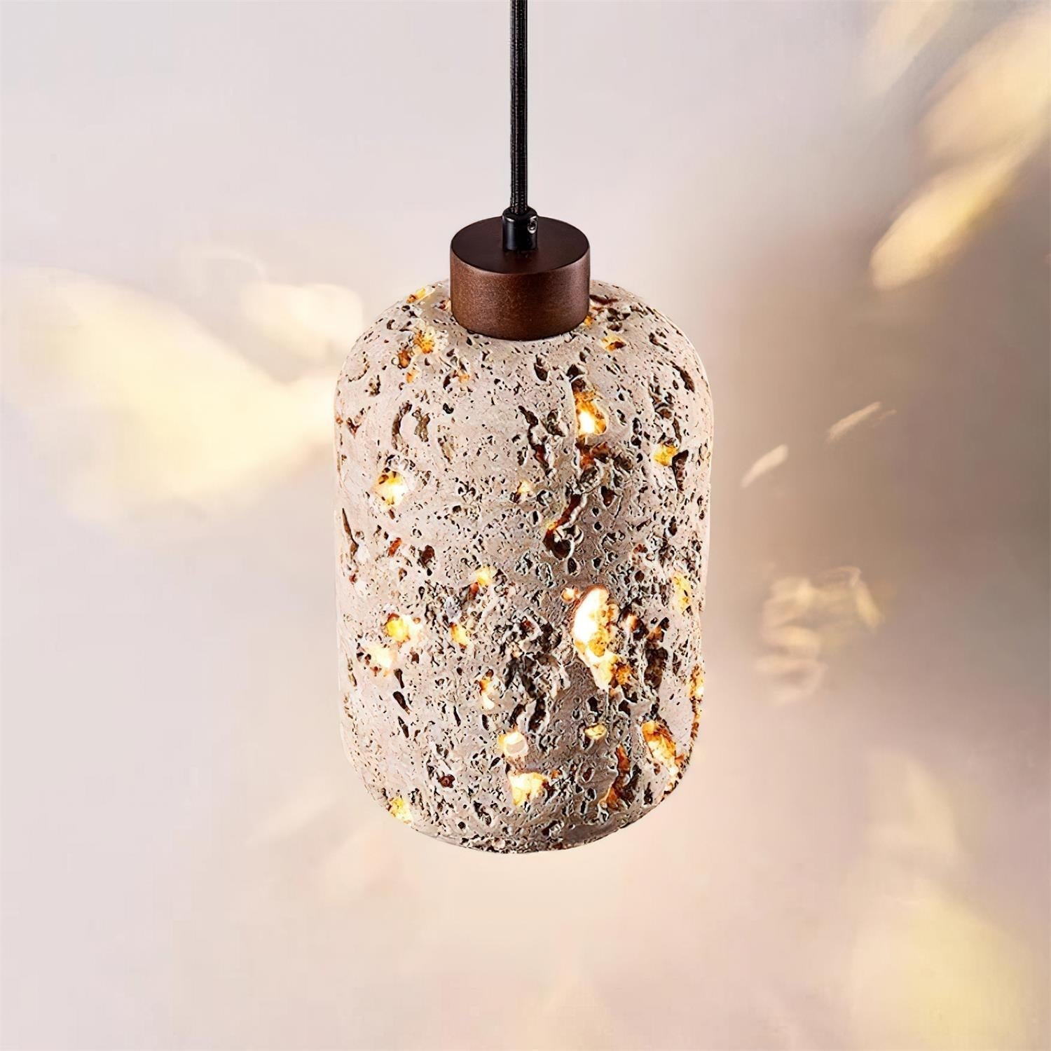 Eryno Concrete Travertine Pendant Light - Lamp Copper
