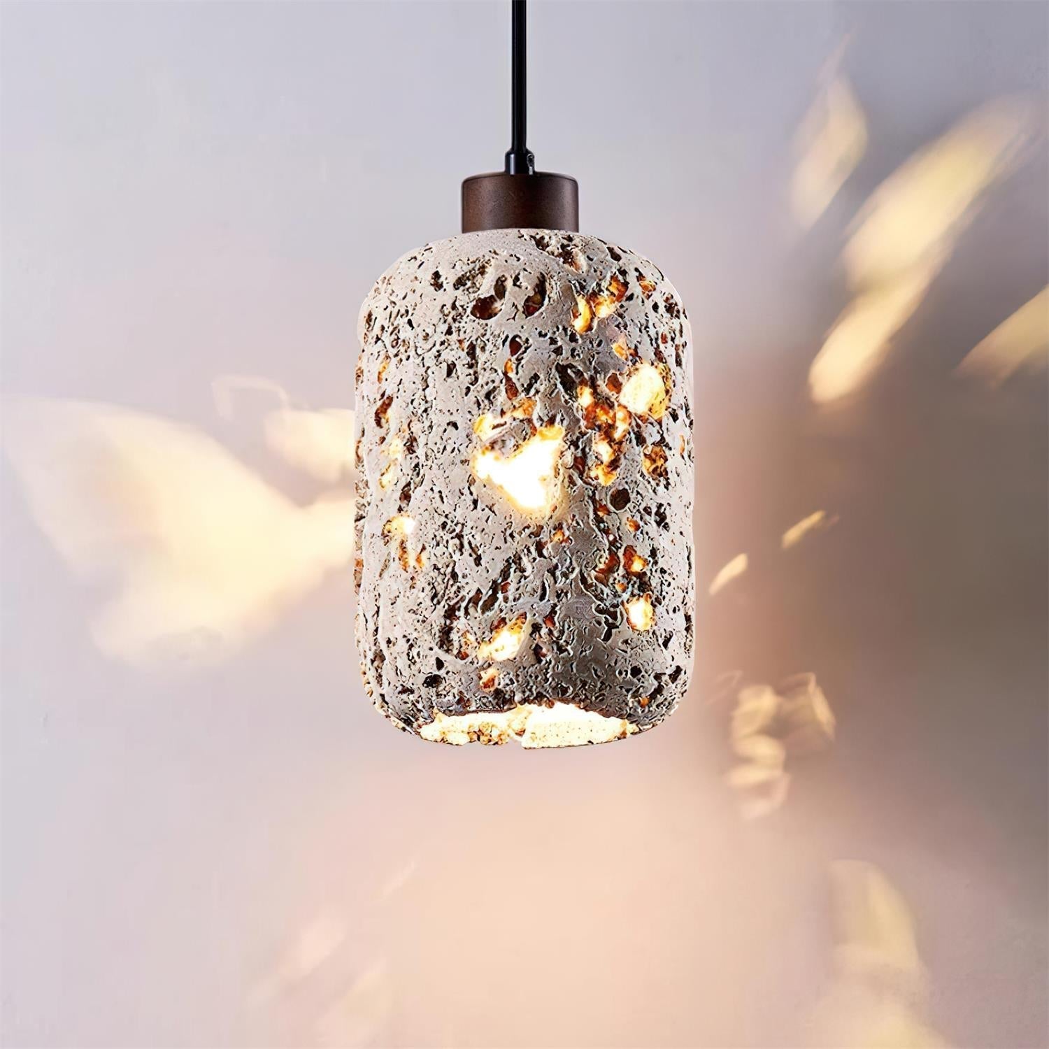 Eryno Concrete Travertine Pendant Light - Lamp Copper