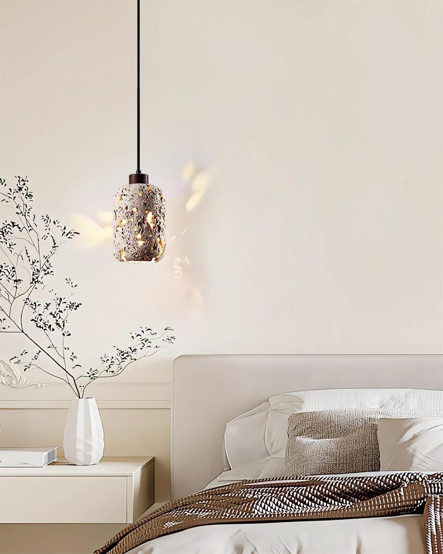 Eryno Concrete Travertine Pendant Light - Lamp Copper