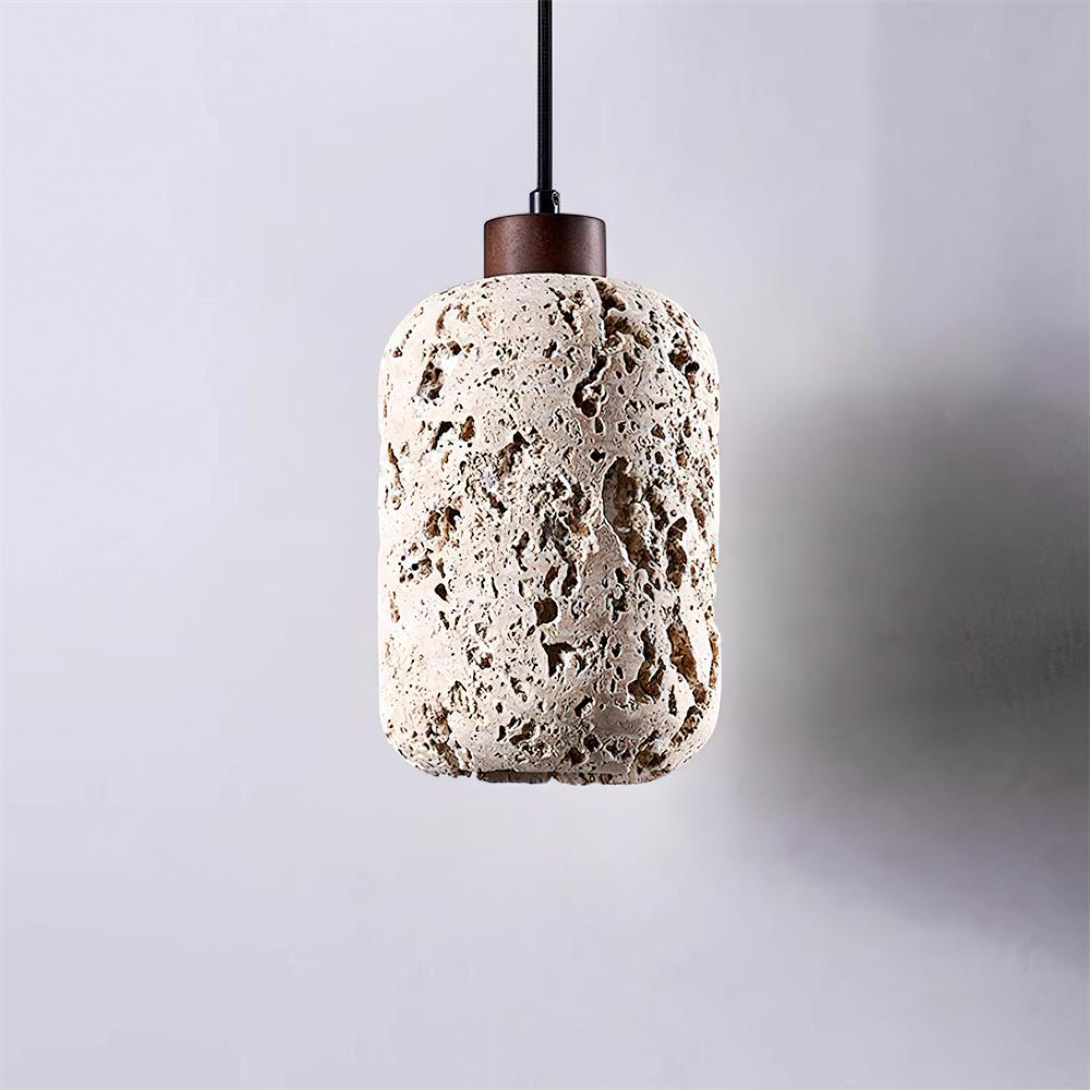 Eryno Concrete Travertine Pendant Light - Lamp Copper