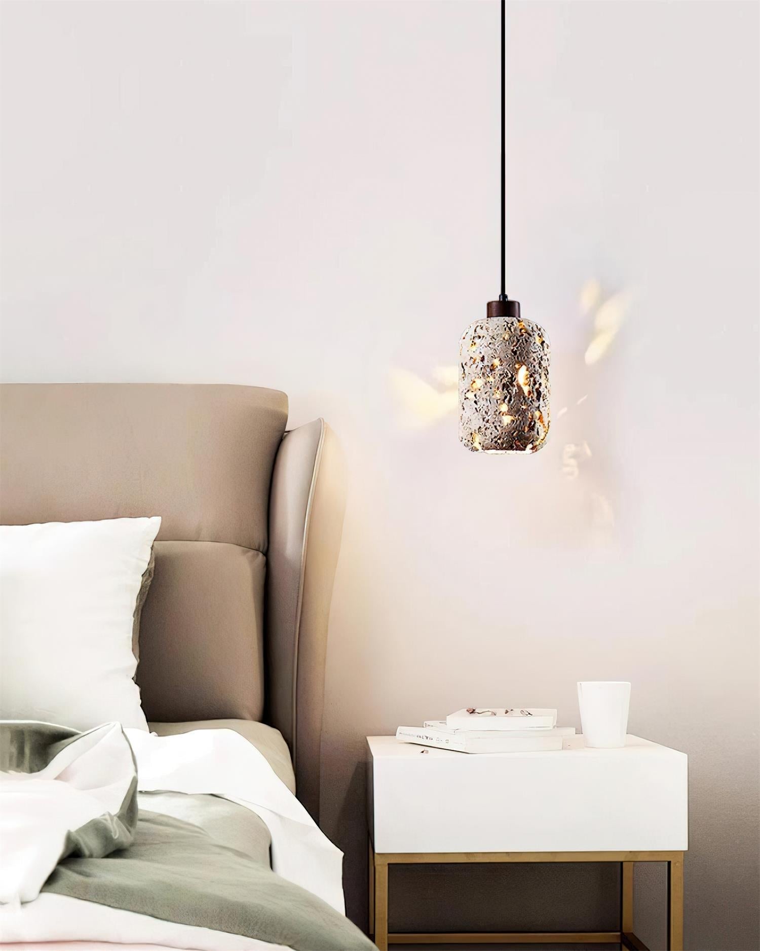 Eryno Concrete Travertine Pendant Light - Lamp Copper