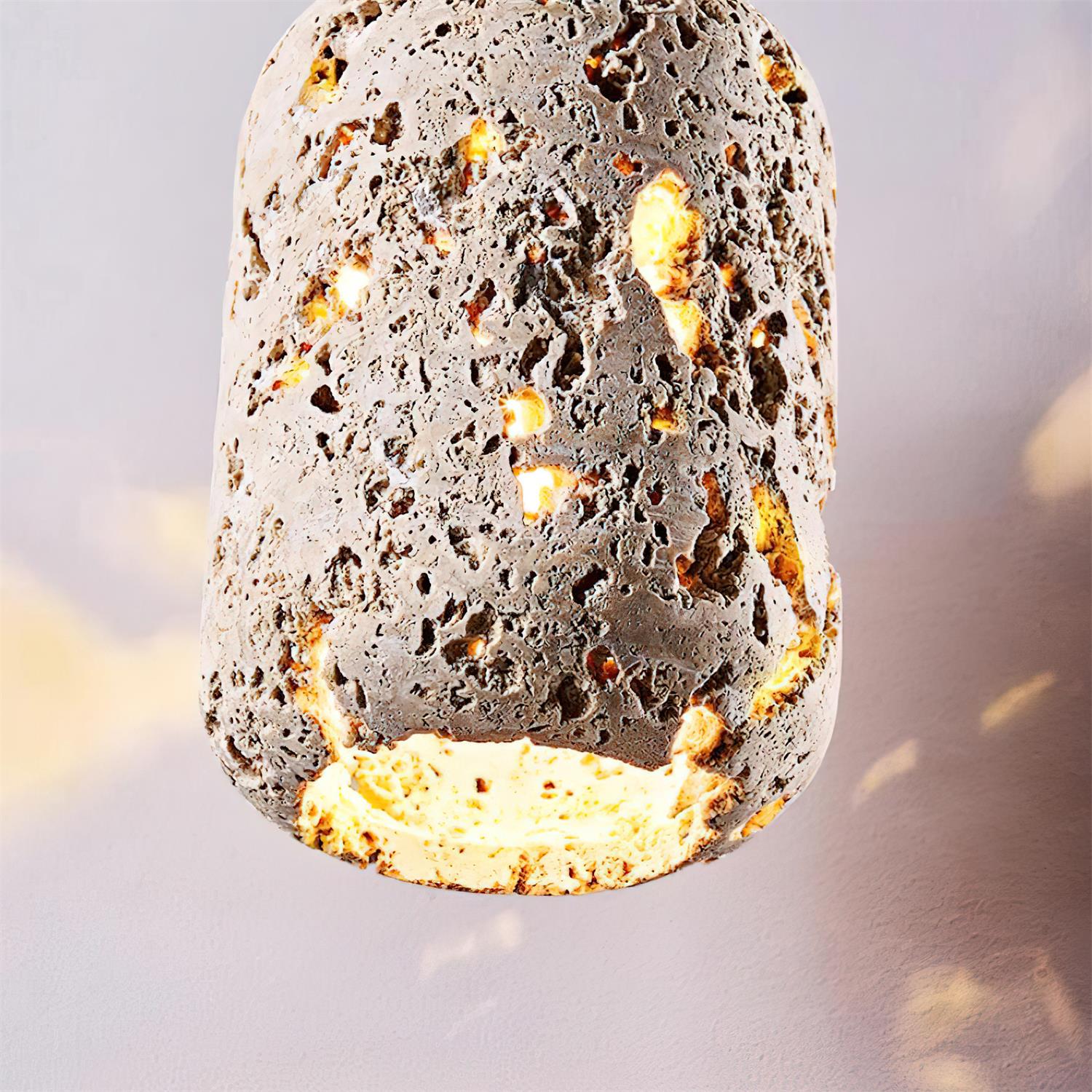 Eryno Concrete Travertine Pendant Light - Lamp Copper