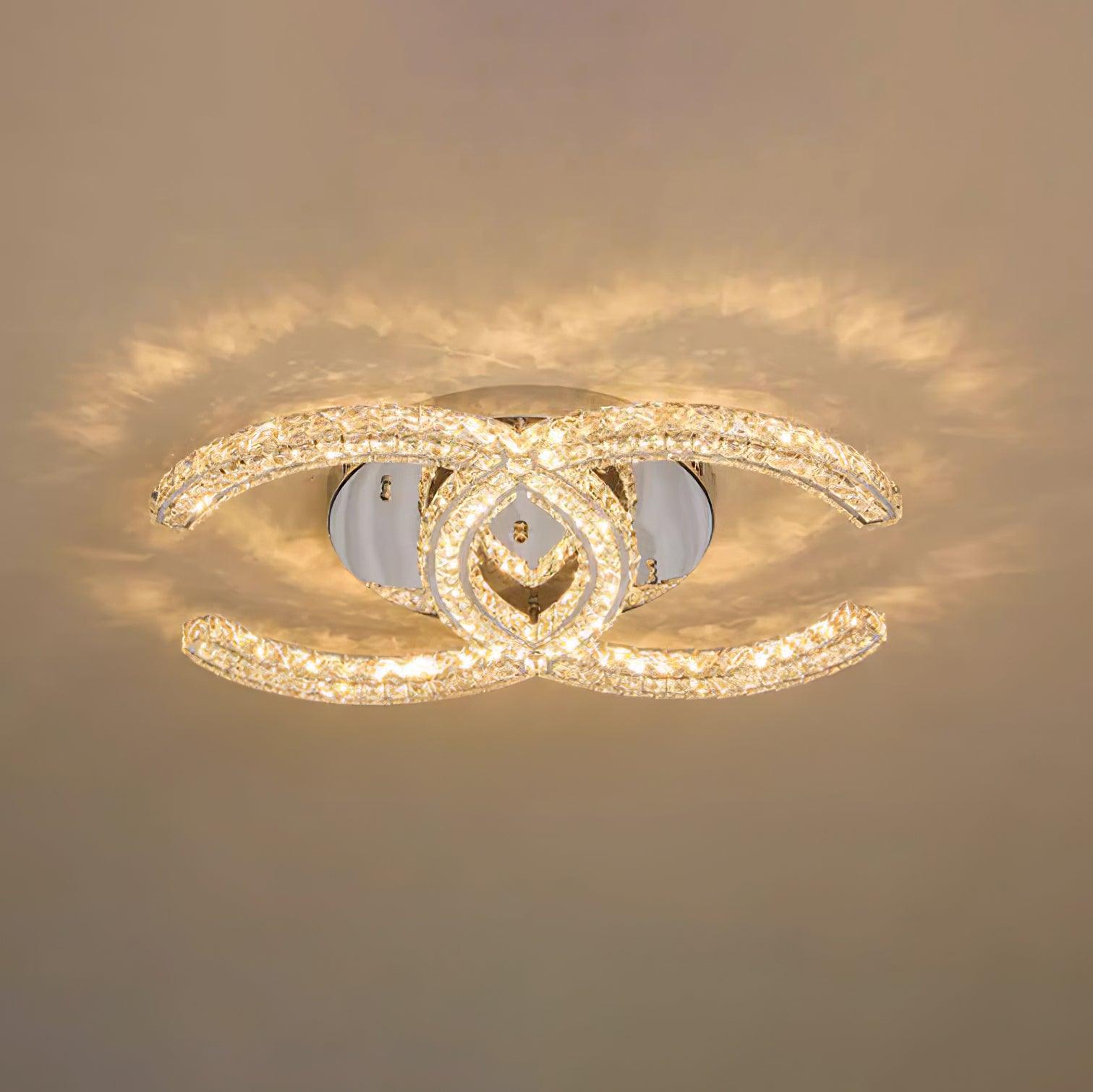 Kristy Crystal Ceiling Light Double C - Lamp Copper