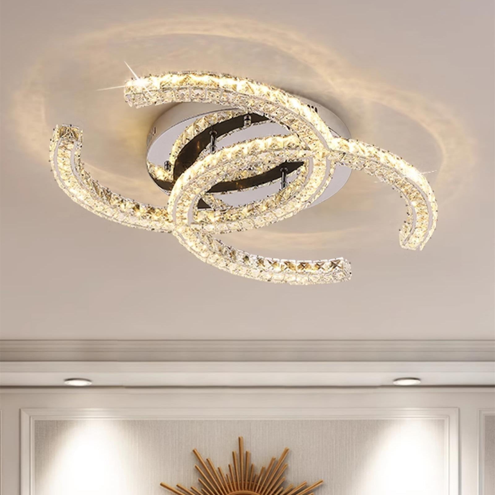 Kristy Crystal Ceiling Light Double C - Lamp Copper