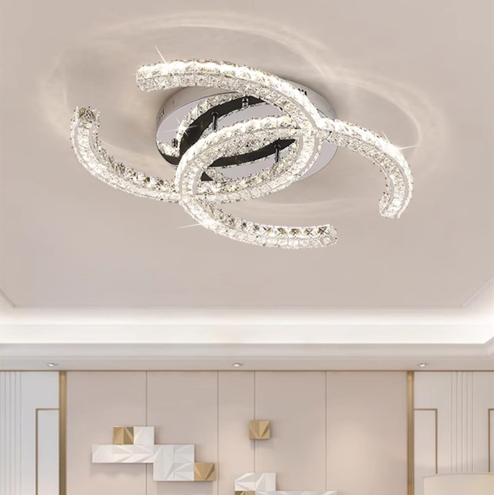 Kristy Crystal Ceiling Light Double C - Lamp Copper