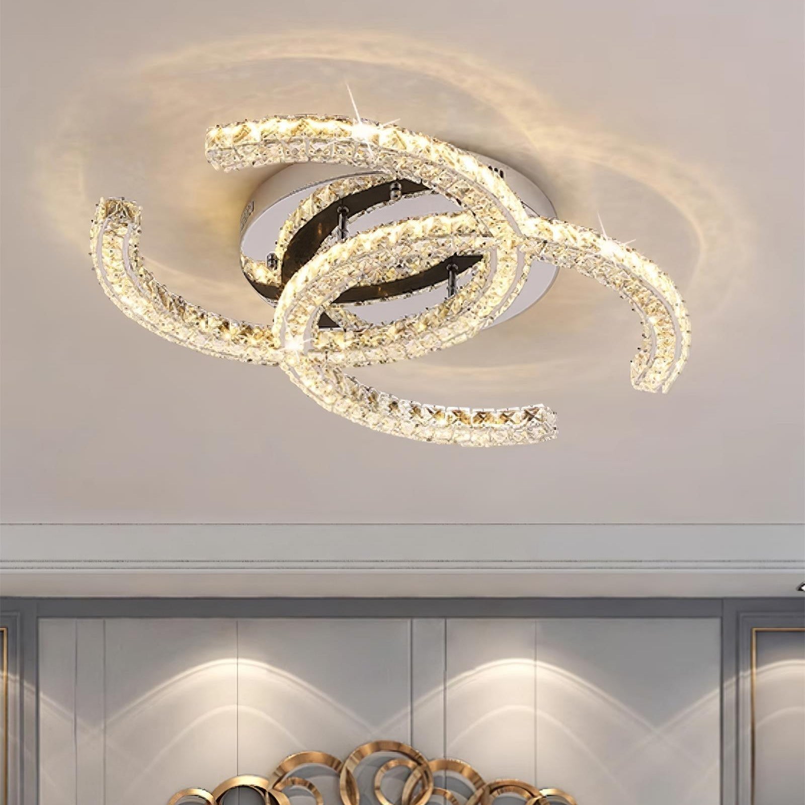 Kristy Crystal Ceiling Light Double C - Lamp Copper