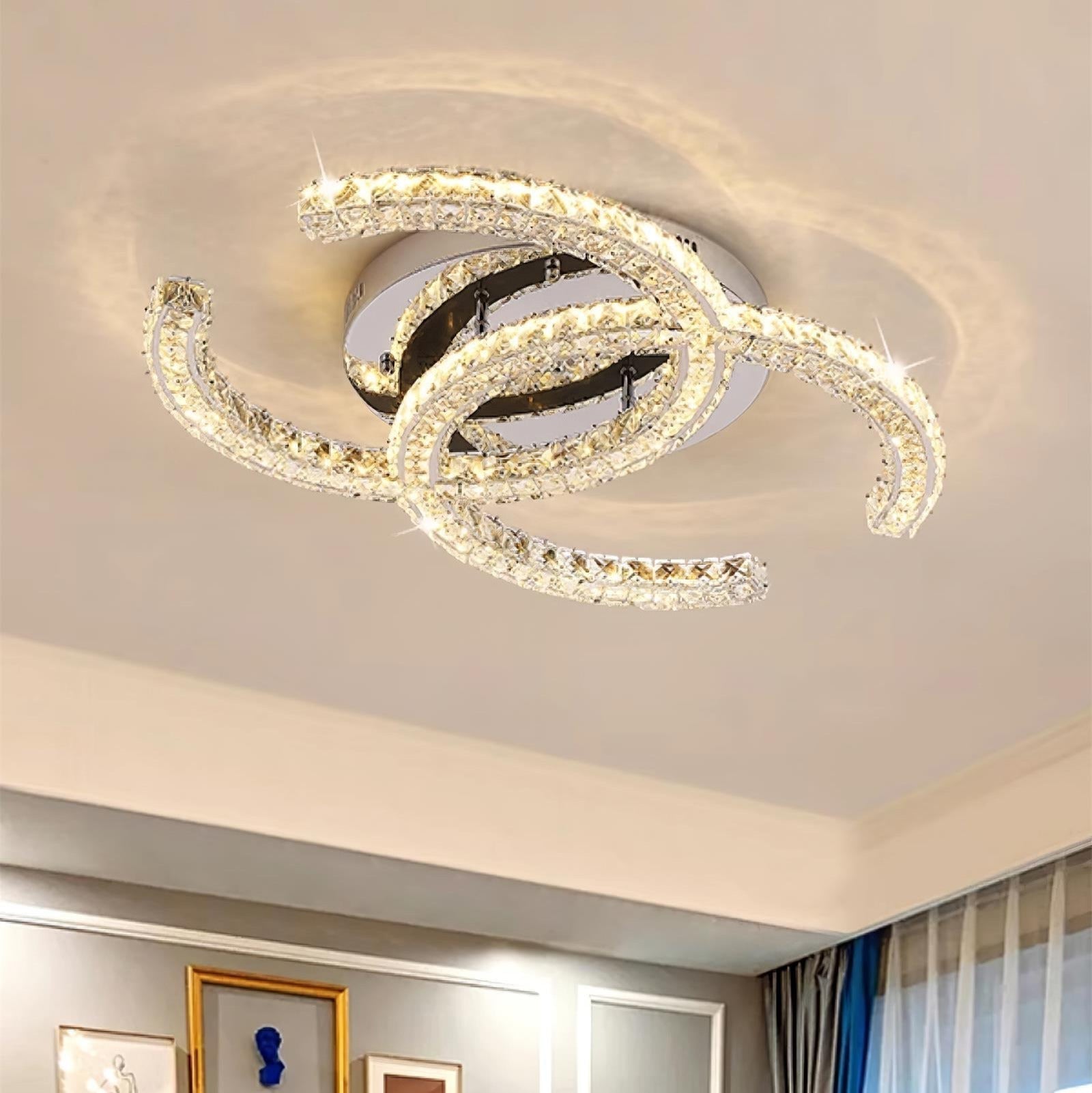 Kristy Crystal Ceiling Light Double C - Lamp Copper