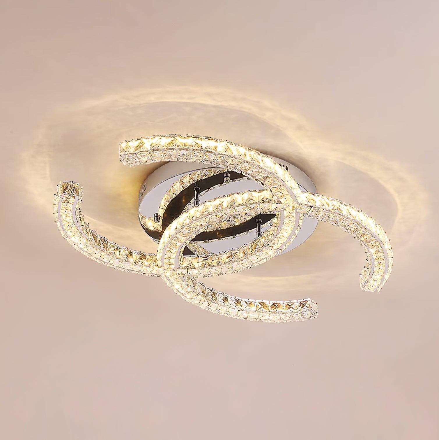 Kristy Crystal Ceiling Light Double C - Lamp Copper