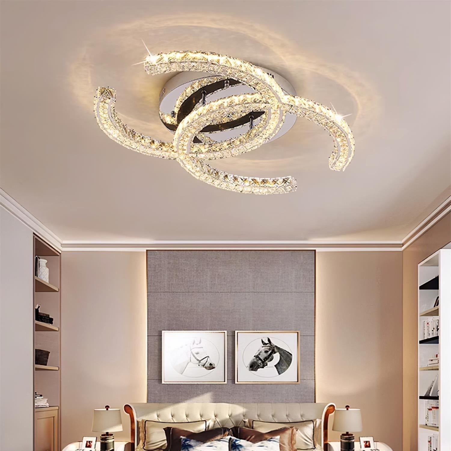 Kristy Crystal Ceiling Light Double C - Lamp Copper