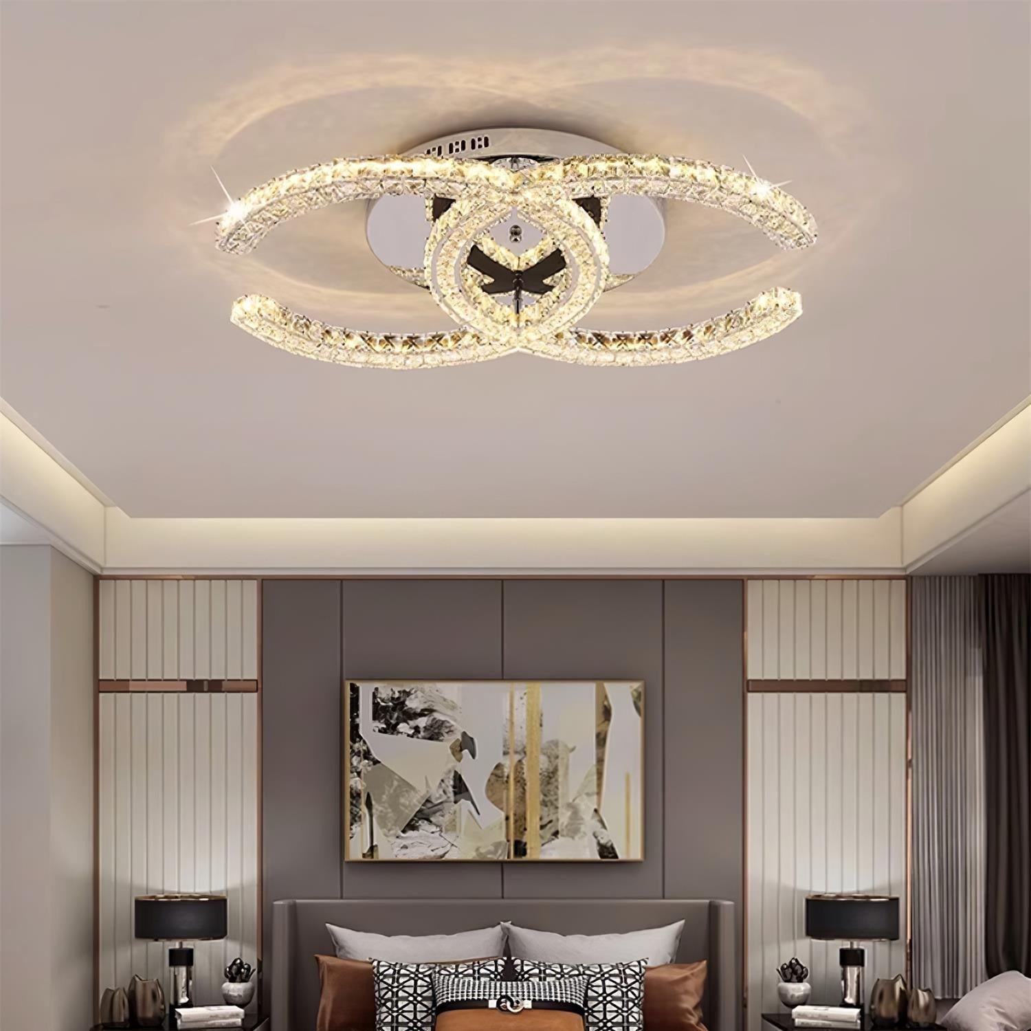 Kristy Crystal Ceiling Light Double C - Lamp Copper