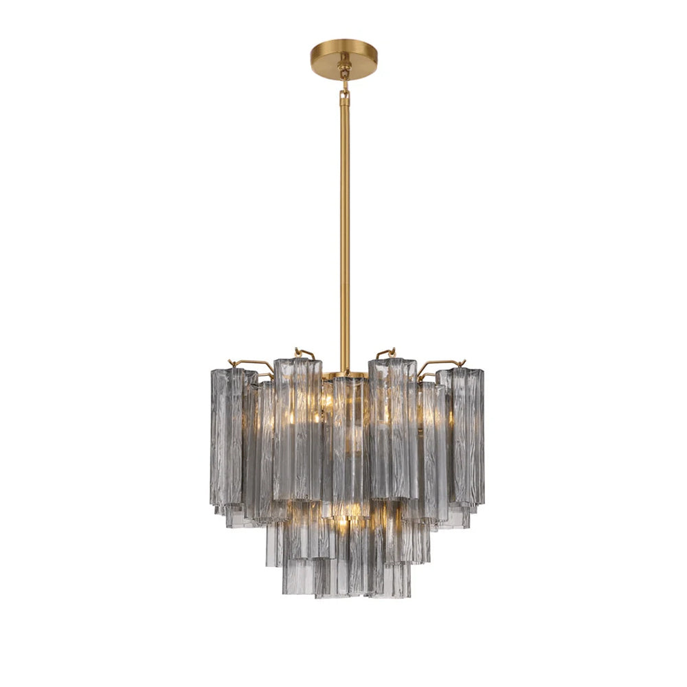 Lustra Murano Chandelier Glass Tube Layered Amber