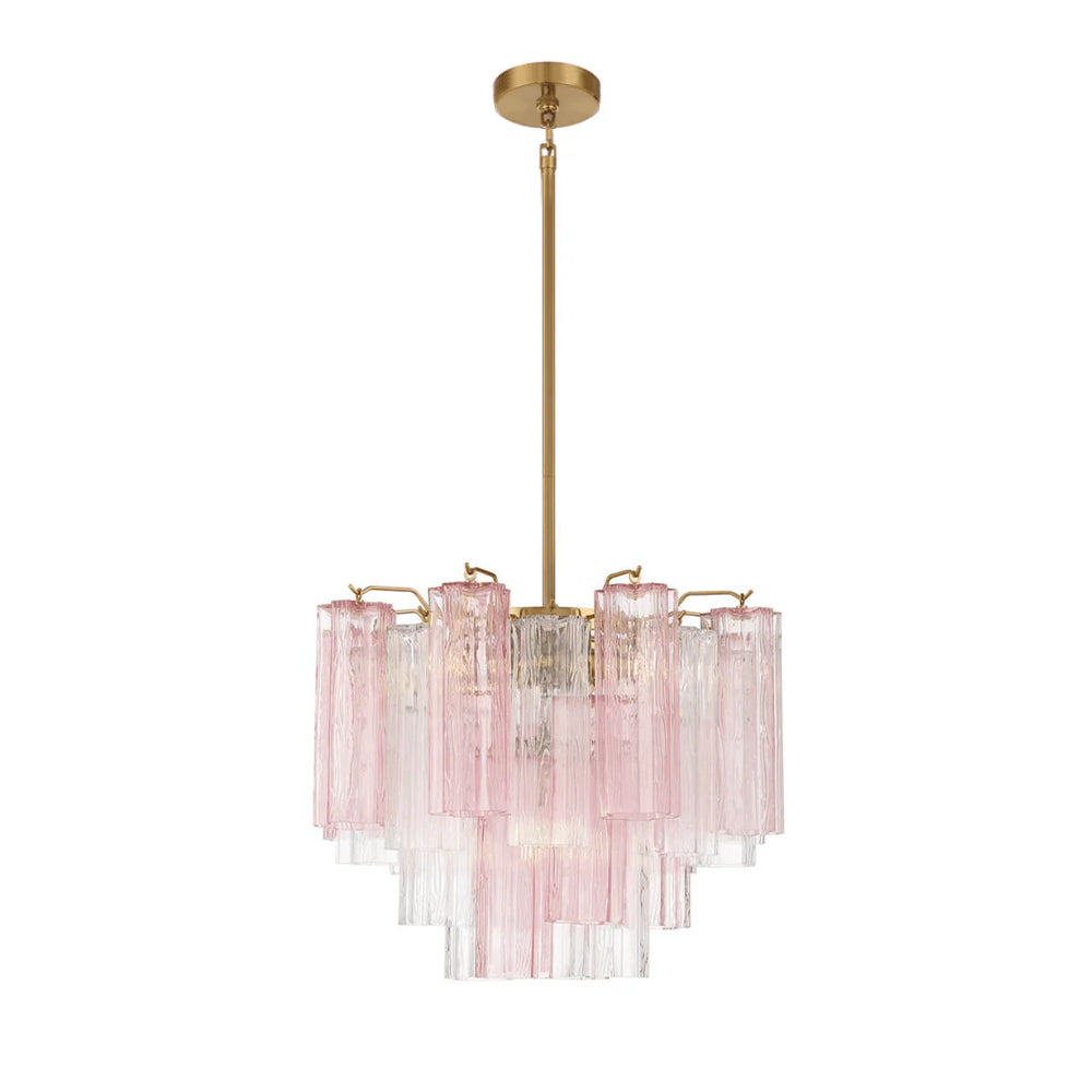 Lustra Murano Chandelier Glass Tube Layered Amber