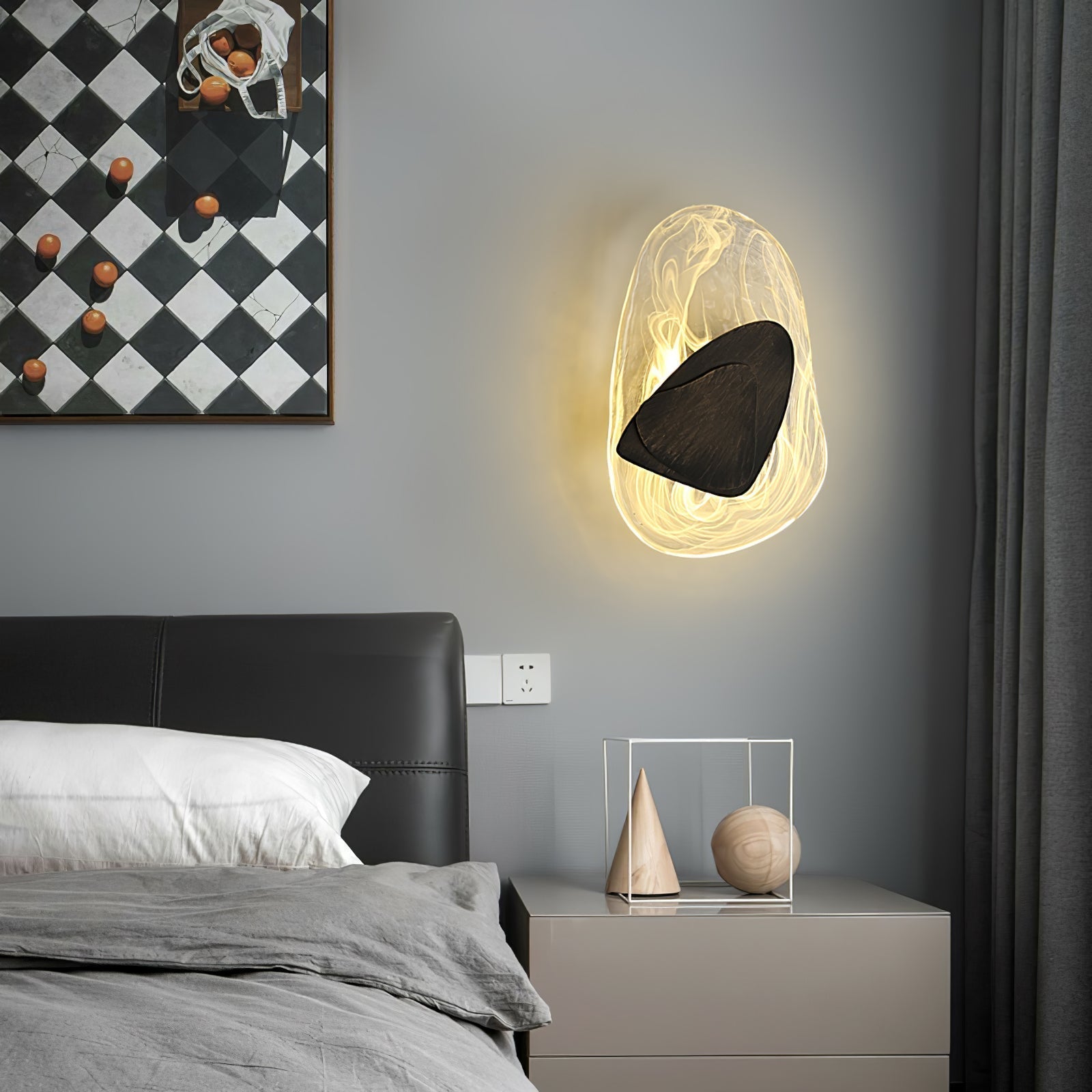 Beatrice Artistic Black Glass Wall Lamp - Lamp Copper