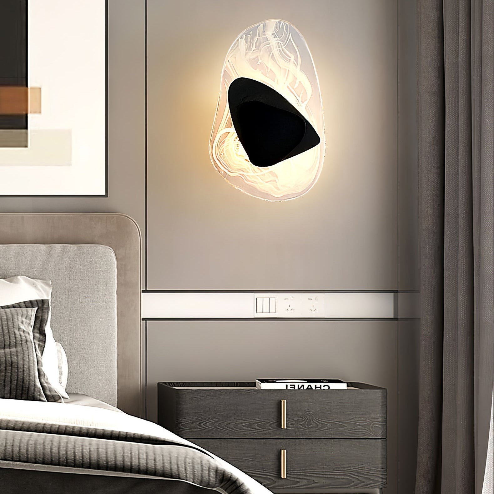 Beatrice Artistic Black Glass Wall Lamp - Lamp Copper