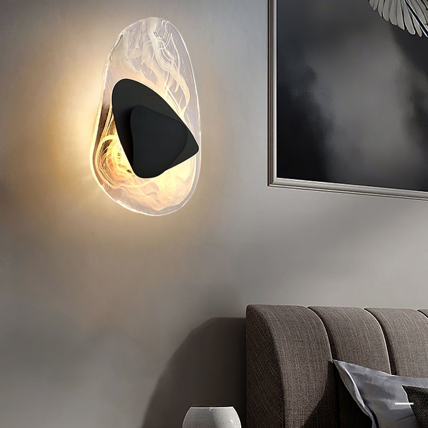 Beatrice Artistic Black Glass Wall Lamp - Lamp Copper