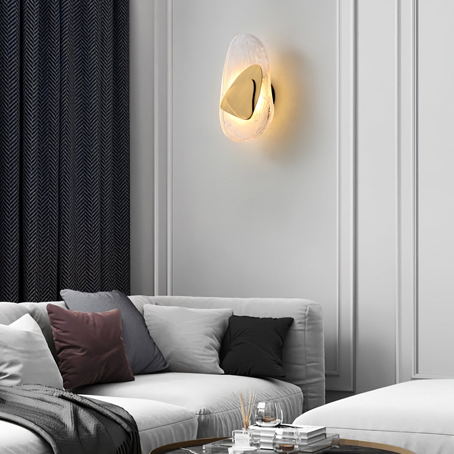 Beatrice Artistic Black Glass Wall Lamp - Lamp Copper
