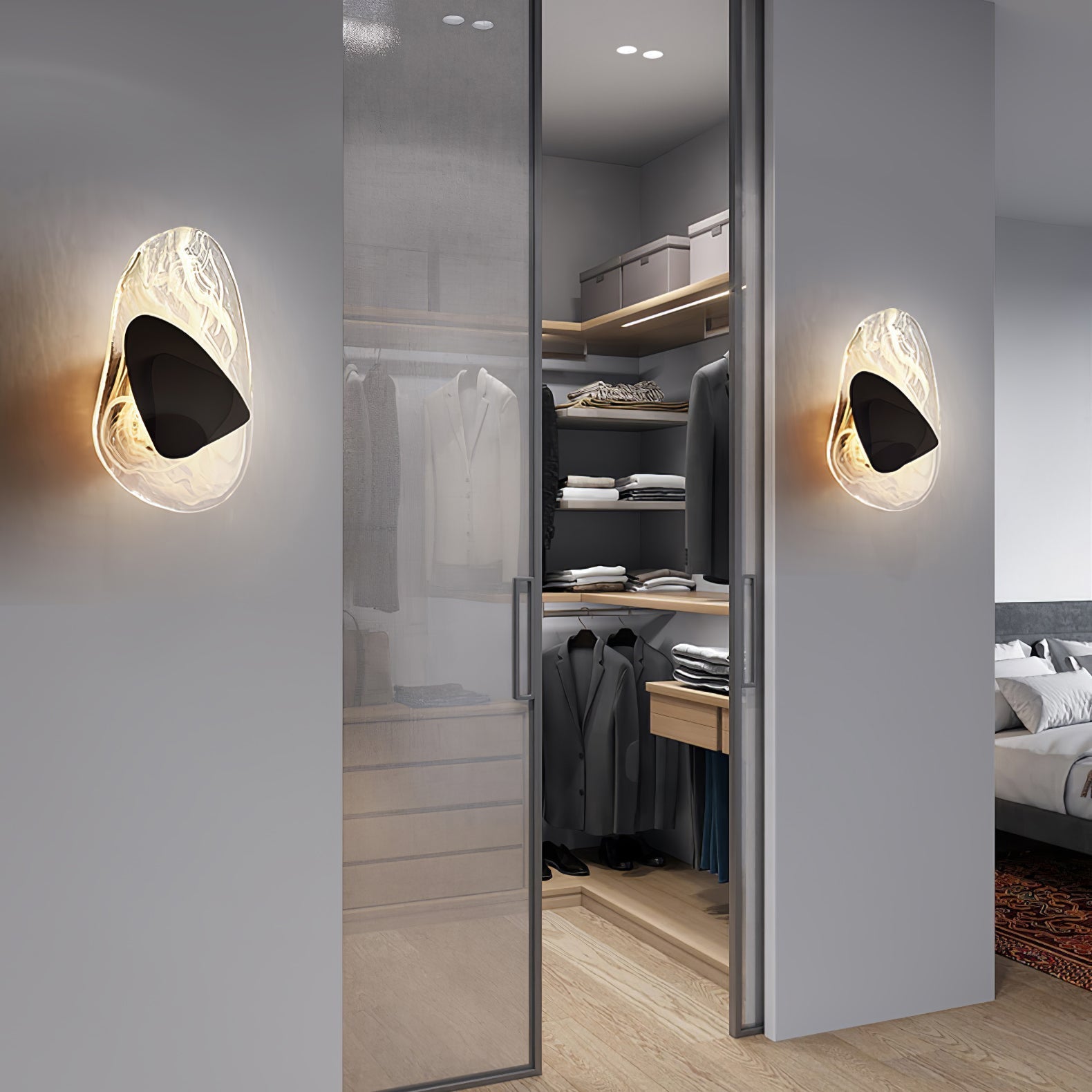 Beatrice Artistic Black Glass Wall Lamp - Lamp Copper