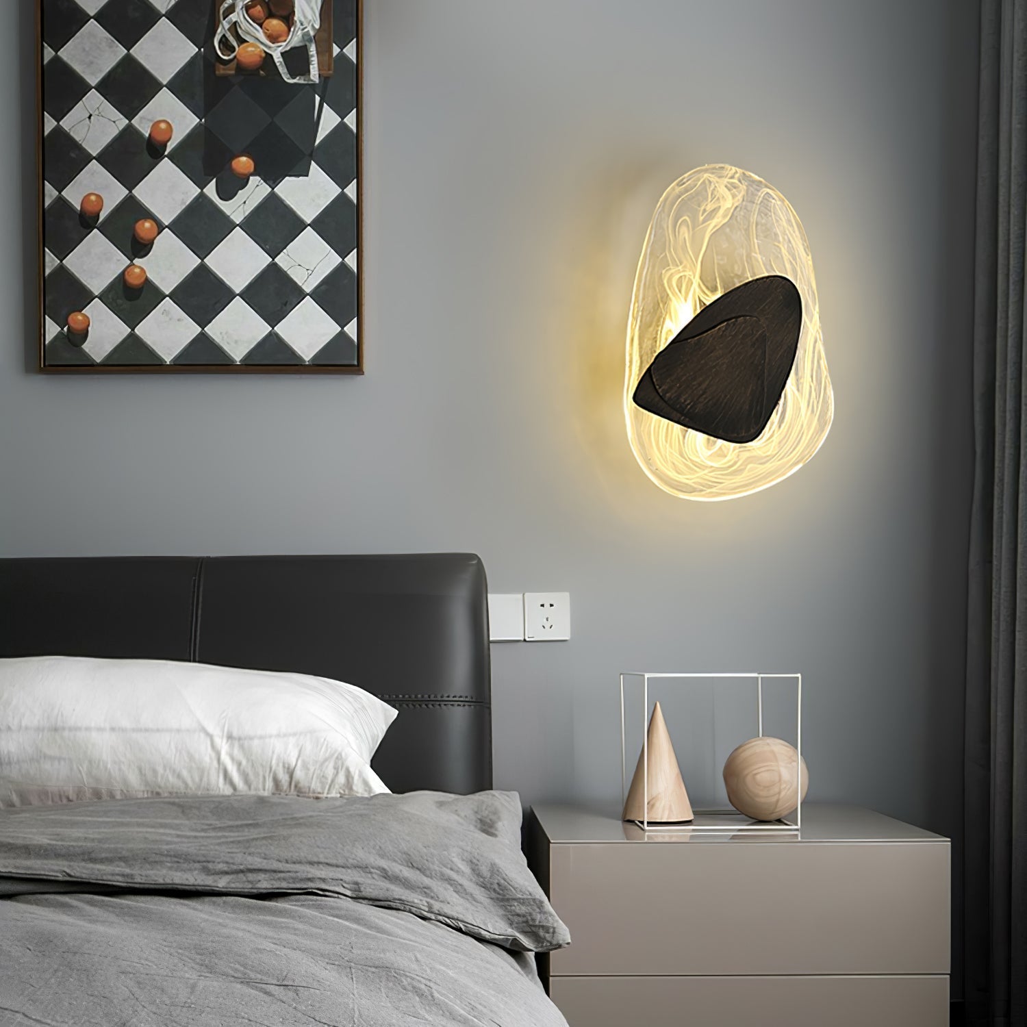 Beatrice Artistic Black Glass Wall Lamp - Lamp Copper