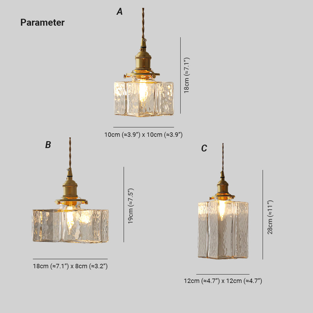 Ovely Vintage Glass Brass Hammered Pendant Light - Lamp Copper