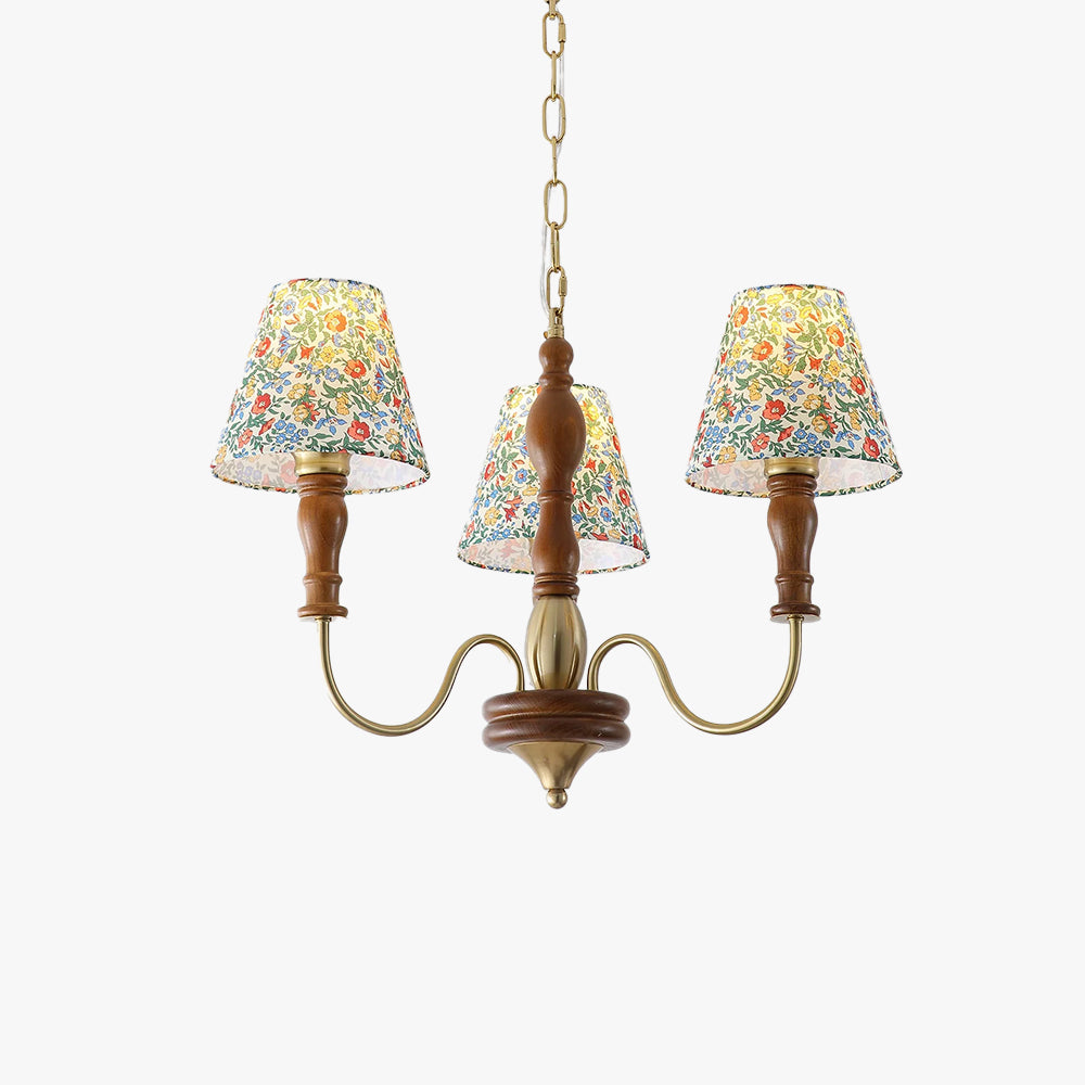 Cassian Chandelier Flower Fabric - Lamp Copper