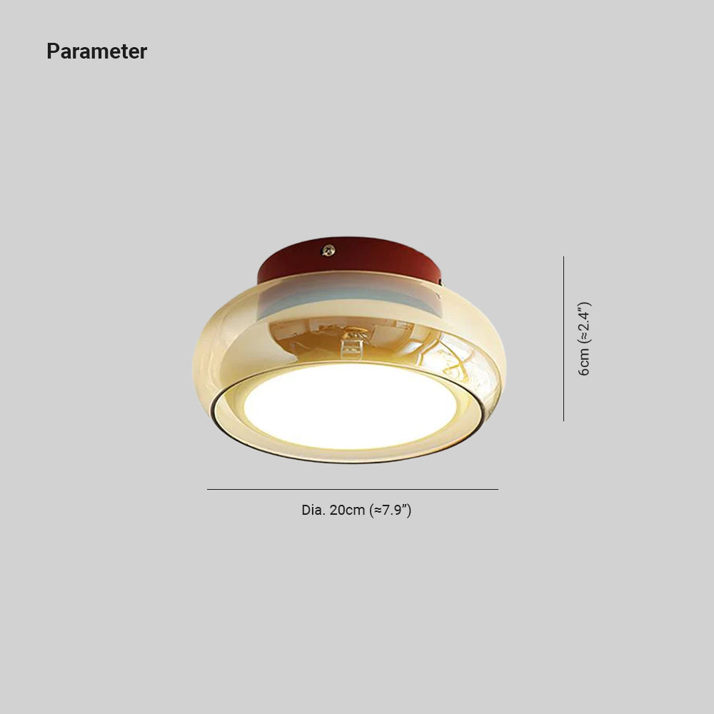 June Retro Glass Flush Mount Ceiling Light - Lamp Copper