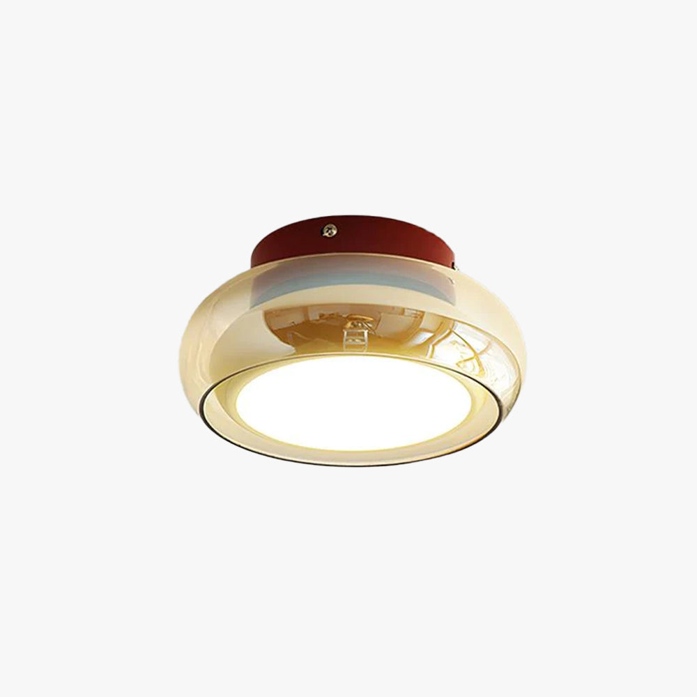 June Retro Glass Flush Mount Ceiling Light - Lamp Copper