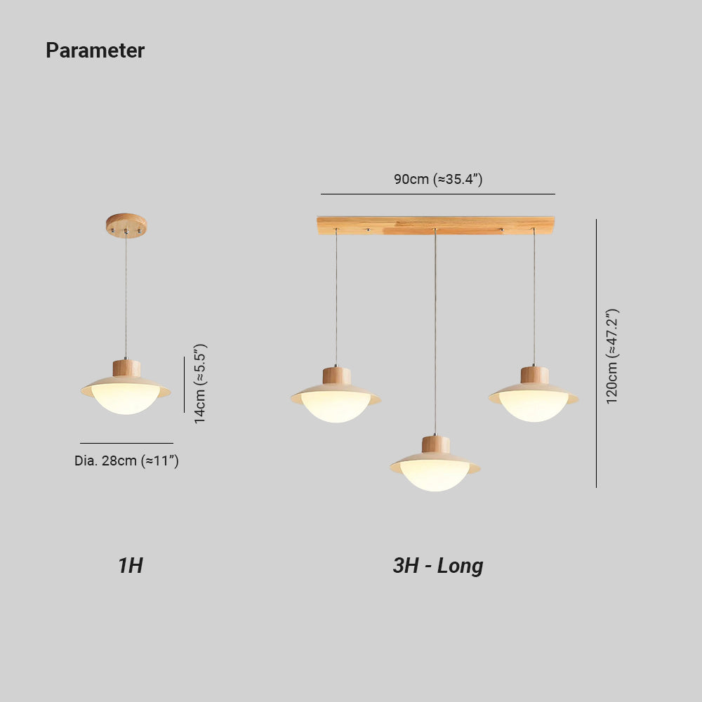Milk Pendant Light Natural Wood - Lamp Copper
