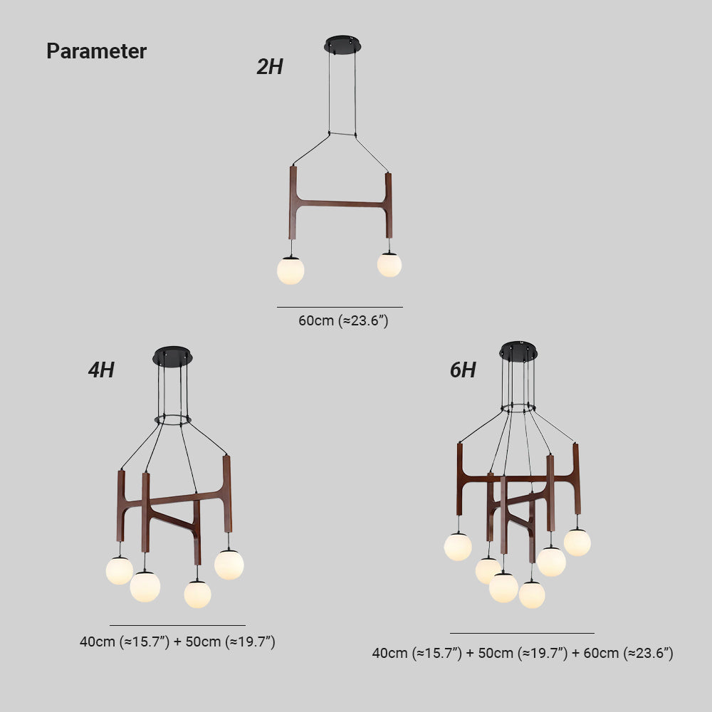 Terra Chandelier Geometric Wood - Lamp Copper