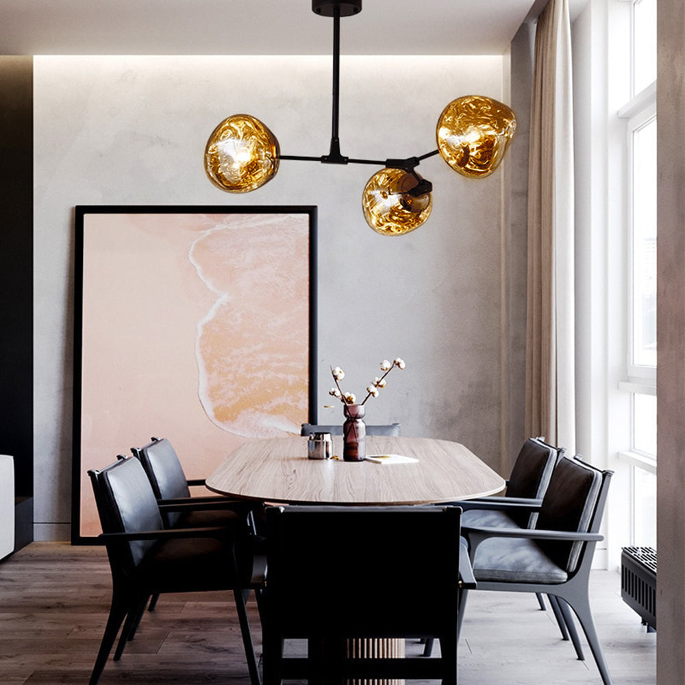 Arisha Modern Globe Lava 3 Pendant Light Fixture - Lamp Copper