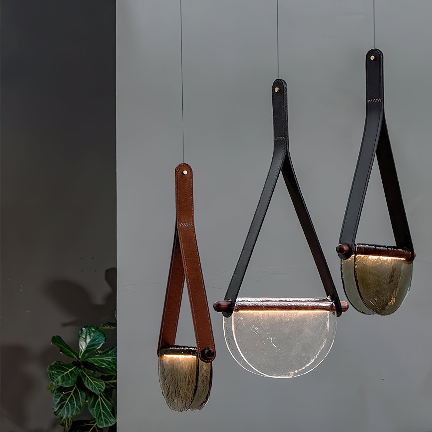 Knack Art Modern Minimalist Glass Metal Pendant Lamp - Lamp Copper