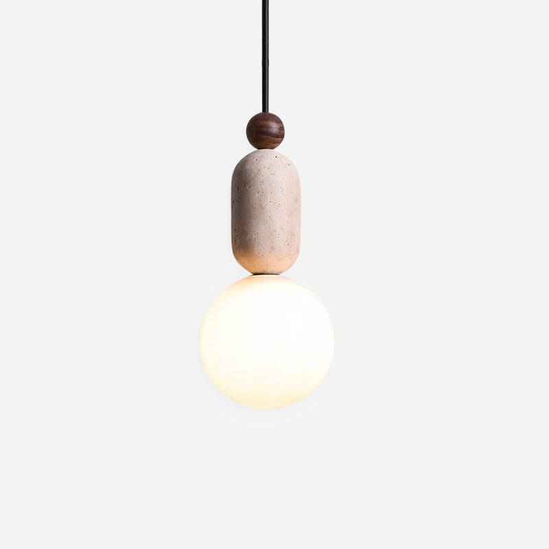 Gavon Glass & Travertine Pendant Lamp - Lamp Copper