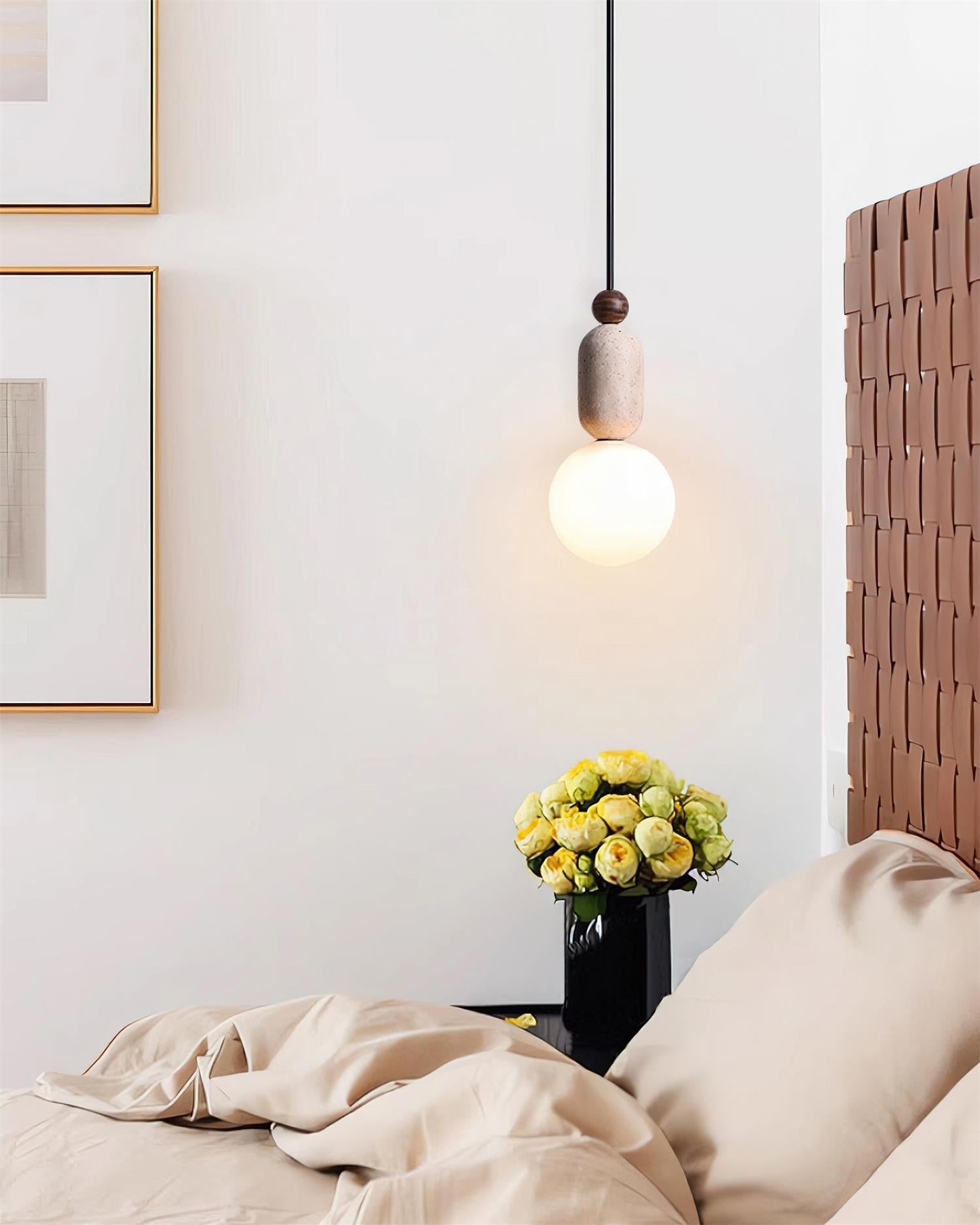 Gavon Glass & Travertine Pendant Lamp - Lamp Copper