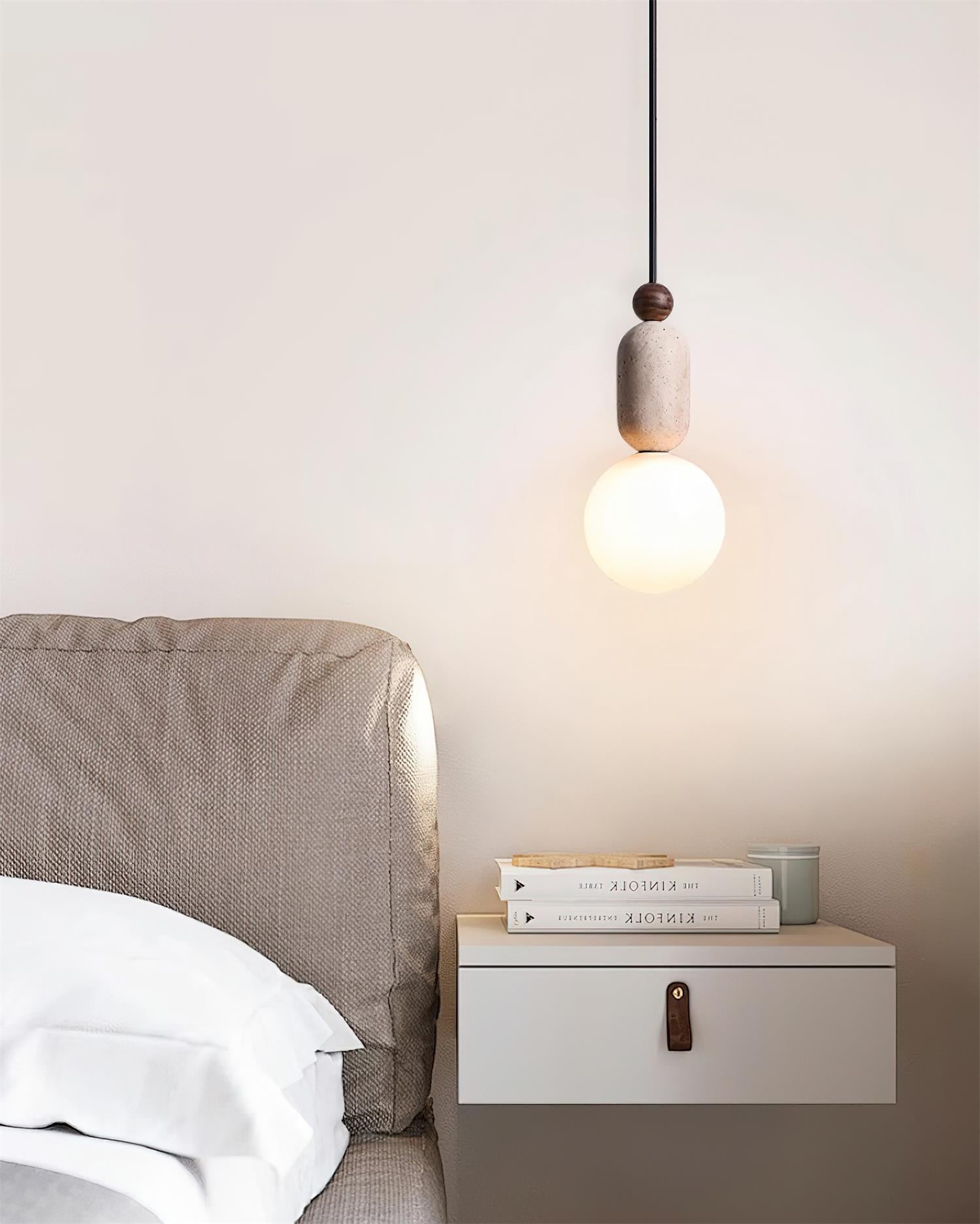 Gavon Glass & Travertine Pendant Lamp - Lamp Copper